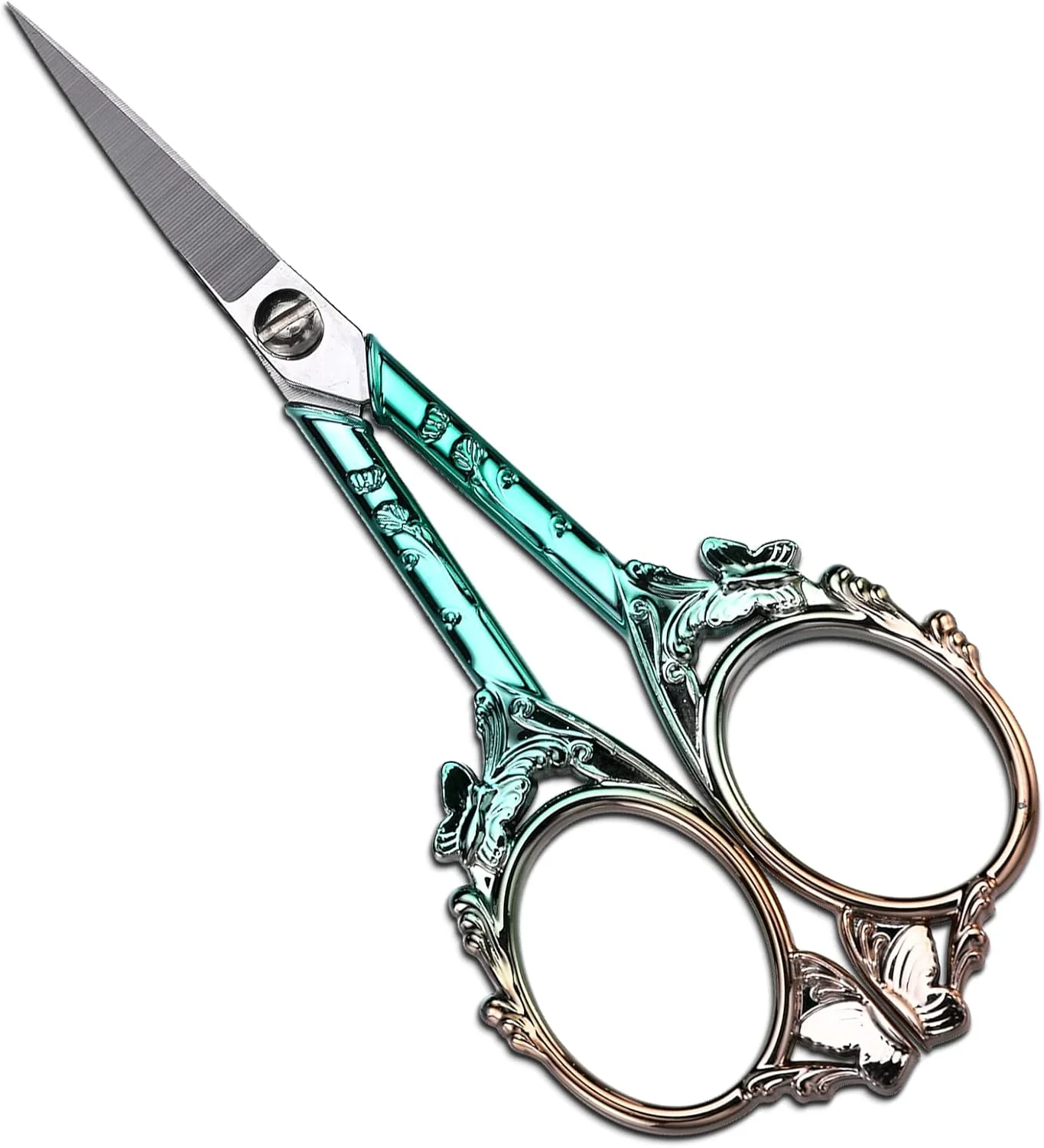 قیچی خیاطی گلدوزی YOUGUOM، قیچی کوچک و ظریف قدیمی برای ابزار صنایع دستی، آثار هنری، گلدوزی، نخ و کاموا، 4.7 اینچ، پروانه ای طلایی سبز زیبا قیچی خیاطی گلدوزی YOUGUOM، قیچی کوچک و ظریف قدیمی برای ابزار صنایع دستی، آثار هنری، گلدوزی، نخ و کاموا، 4.7 اینچ، پروانه ای طلایی سبز زیبا