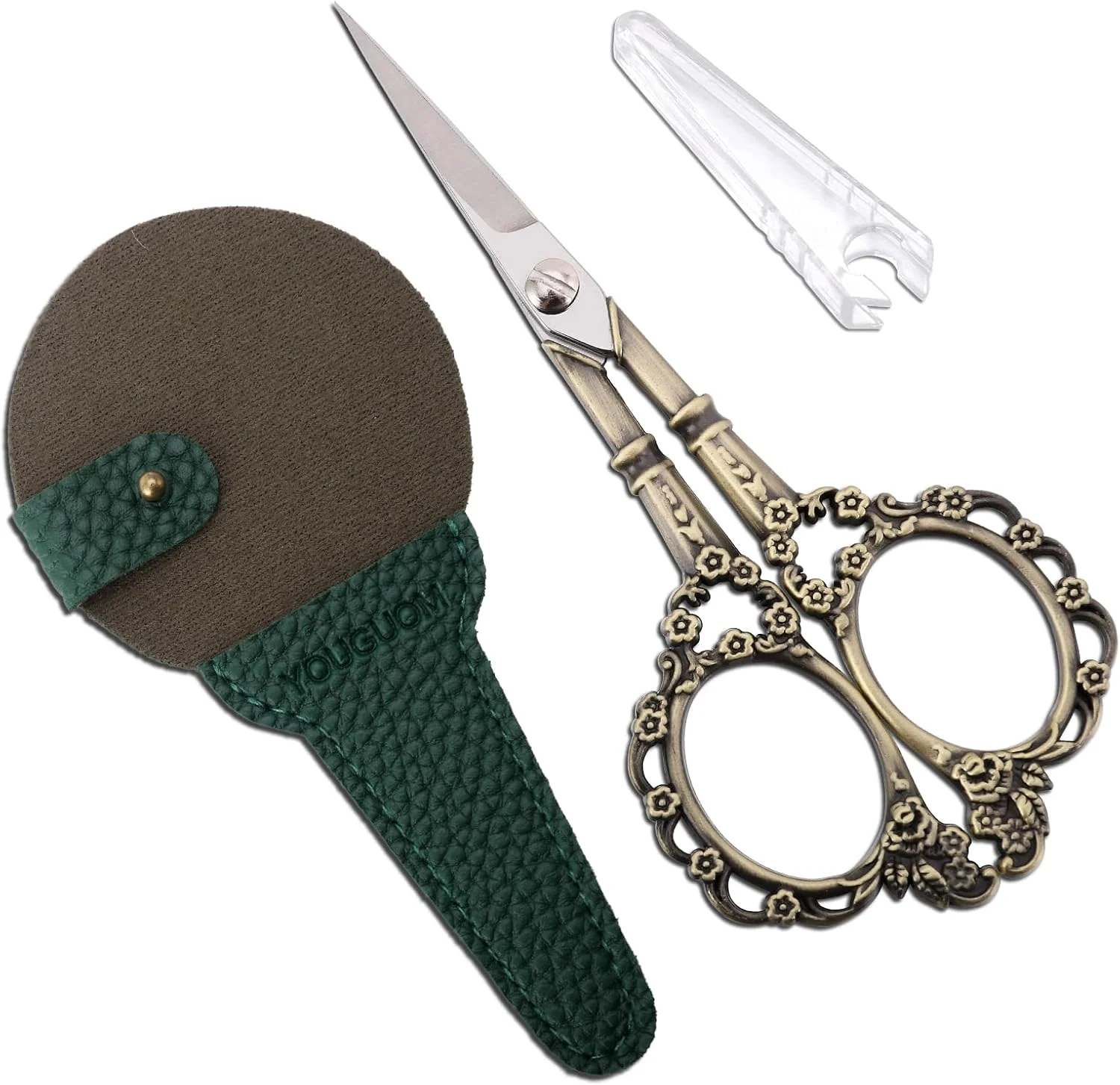 قیچی بافتنی YOUGUOM با غلاف، قیچی قلاب بافی نخ کشی قیچی خیاطی برای گلدوزی کاردستی سوزن دوزی، گیره های کوچک برنزی