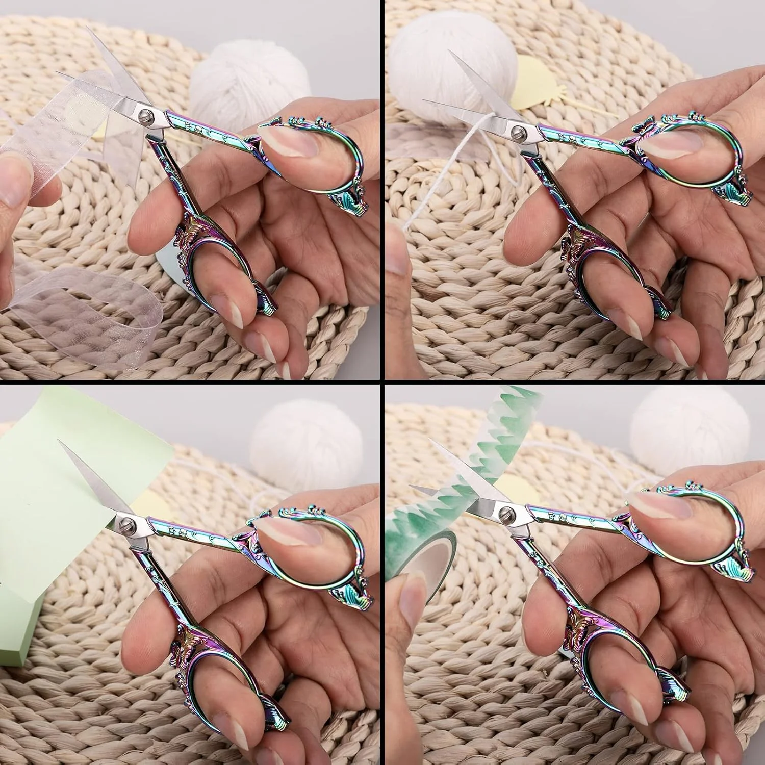 قیچی گلدوزی و خیاطی YOUGUOM - قیچی کوچک و تیز با طرح قدیمی برای صنایع دستی، آثار هنری، نخ دوزی، ابزار DIY، نخ چین، 4.7 اینچ طرح پروانه رنگین کمانی قیچی گلدوزی و خیاطی YOUGUOM - قیچی کوچک و تیز با طرح قدیمی برای صنایع دستی، آثار هنری، نخ دوزی، ابزار DIY، نخ چین، 4.7 اینچ طرح پروانه رنگین کمانی