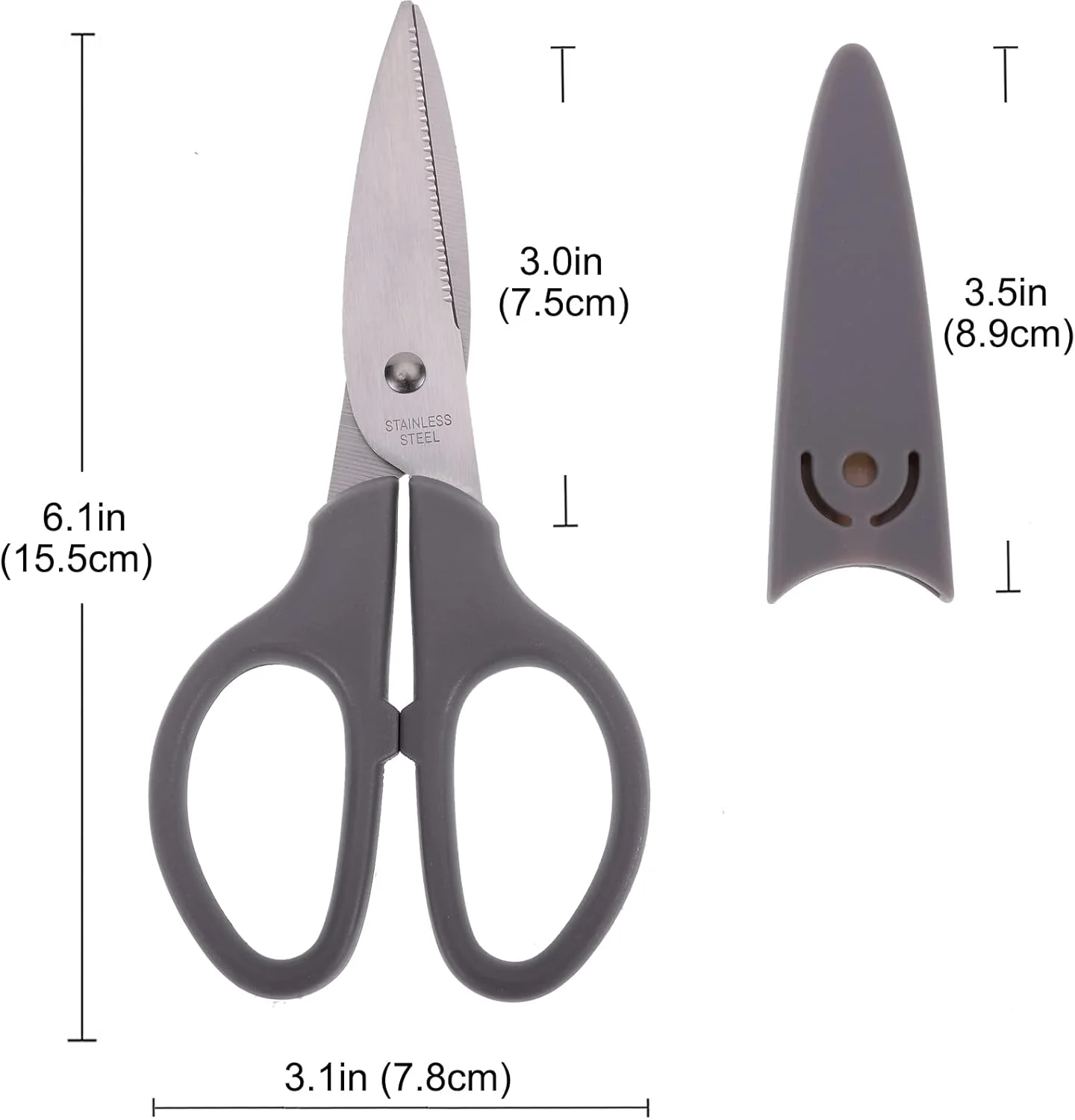 قیچی چند منظوره 6 اینچی YOUGUOM، قیچی تیز استیل ضد زنگ برای لوازم اداری، منزل، آشپزخانه، مدرسه، صنایع دستی به همراه روکش محافظ، دسته راحت خاکستری قیچی چند منظوره 6 اینچی YOUGUOM، قیچی تیز استیل ضد زنگ برای لوازم اداری، منزل، آشپزخانه، مدرسه، صنایع دستی به همراه روکش محافظ، دسته راحت خاکستری