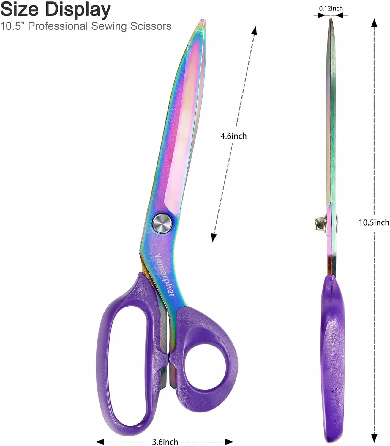 قیچی پارچه یمارفر، قیچی خیاطی استیل ضد زنگ فوق العاده تیز، قیچی خیاطی حرفه ای با پوشش تیتانیوم، قیچی لباس برای منزل، 10.5 اینچ