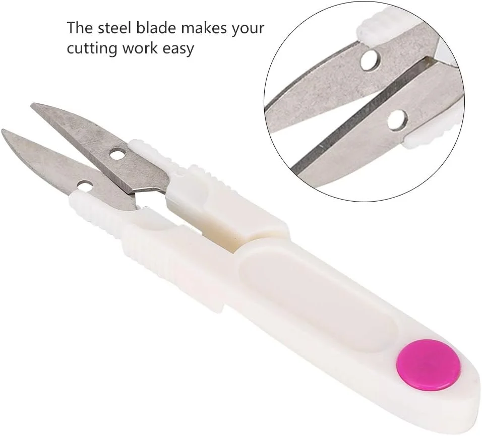 قیچی نخ چین YBWL بسته 10 عددی، قیچی خیاطی چند منظوره U شکل با پوشش محافظ برای مسافرت، خیاطی، ماهیگیری، گلدوزی لباس