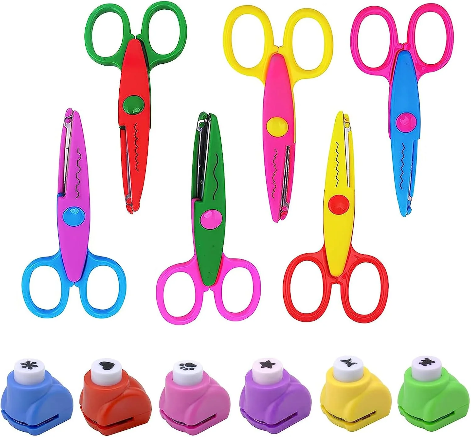 مجموعه قیچی کاردستی کودکان yeemeen، 6 عدد قیچی زیگزاگ کودکان، قیچی زیگزاگ ایمنی و 6 عدد پانچ کاغذی برای DIY اسکرپ بوک، طراحی عکس، مهر، برش کاغذ، کاردستی، چند رنگ مجموعه قیچی کاردستی کودکان yeemeen، 6 عدد قیچی زیگزاگ کودکان، قیچی زیگزاگ ایمنی و 6 عدد پانچ کاغذی برای DIY اسکرپ بوک، طراحی عکس، مهر، برش کاغذ، کاردستی، چند رنگ