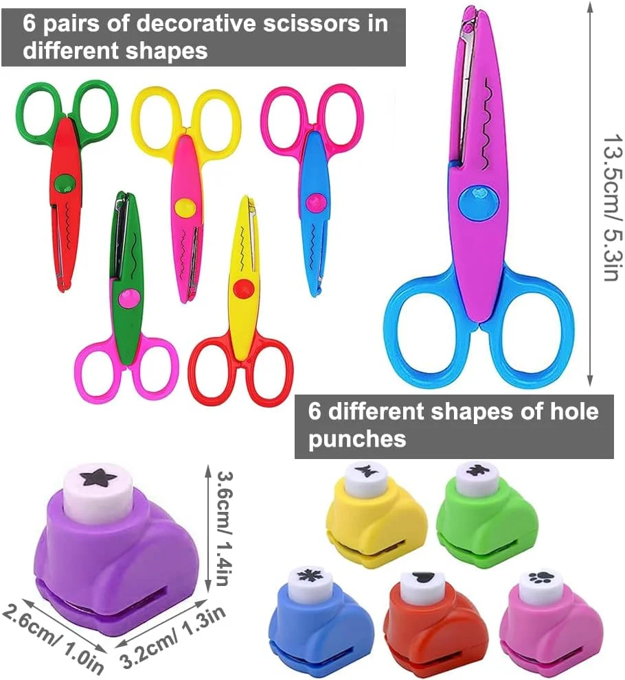 مجموعه قیچی کاردستی کودکان yeemeen، 6 عدد قیچی زیگزاگ کودکان، قیچی زیگزاگ ایمنی و 6 عدد پانچ کاغذی برای DIY اسکرپ بوک، طراحی عکس، مهر، برش کاغذ، کاردستی، چند رنگ مجموعه قیچی کاردستی کودکان yeemeen، 6 عدد قیچی زیگزاگ کودکان، قیچی زیگزاگ ایمنی و 6 عدد پانچ کاغذی برای DIY اسکرپ بوک، طراحی عکس، مهر، برش کاغذ، کاردستی، چند رنگ