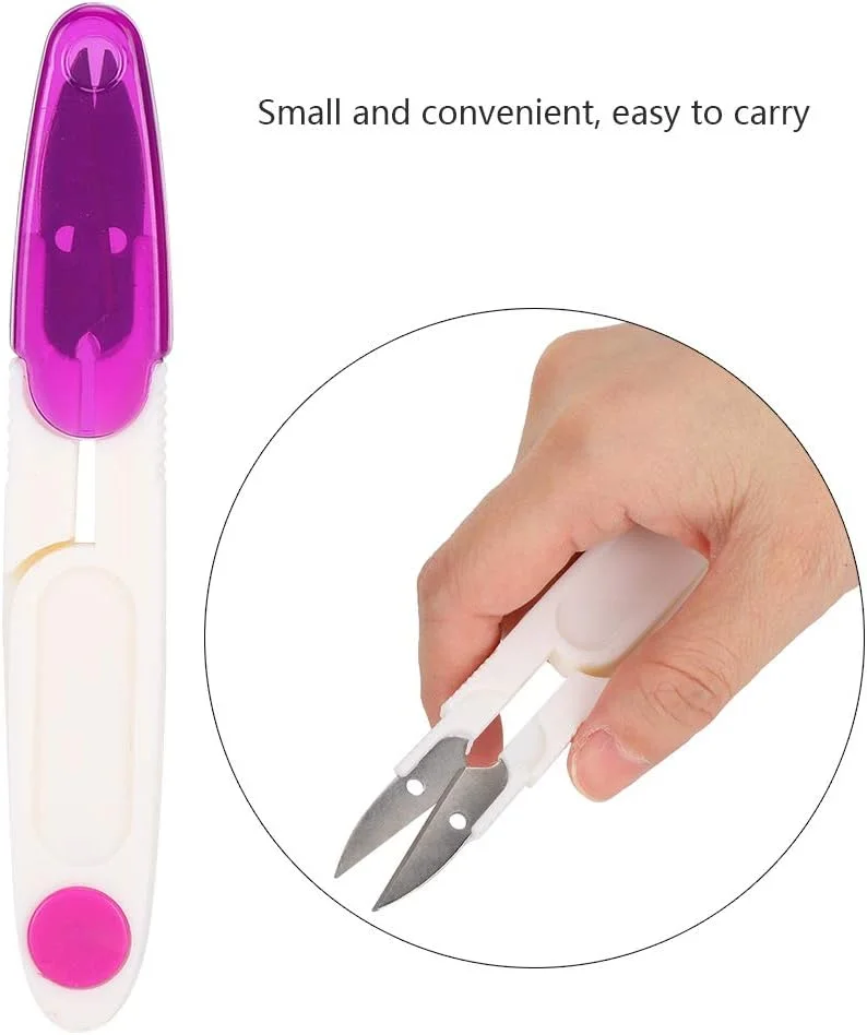 قیچی نخ چین YBWL بسته 10 عددی، قیچی خیاطی چند منظوره U شکل با پوشش محافظ برای مسافرت، خیاطی، ماهیگیری، گلدوزی لباس