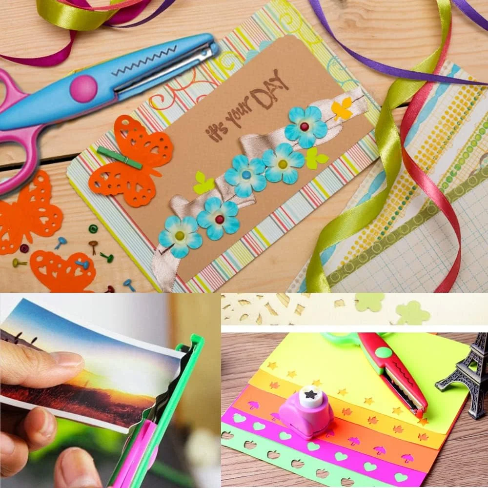 مجموعه قیچی کاردستی کودکان yeemeen، 6 عدد قیچی زیگزاگ کودکان، قیچی زیگزاگ ایمنی و 6 عدد پانچ کاغذی برای DIY اسکرپ بوک، طراحی عکس، مهر، برش کاغذ، کاردستی، چند رنگ مجموعه قیچی کاردستی کودکان yeemeen، 6 عدد قیچی زیگزاگ کودکان، قیچی زیگزاگ ایمنی و 6 عدد پانچ کاغذی برای DIY اسکرپ بوک، طراحی عکس، مهر، برش کاغذ، کاردستی، چند رنگ