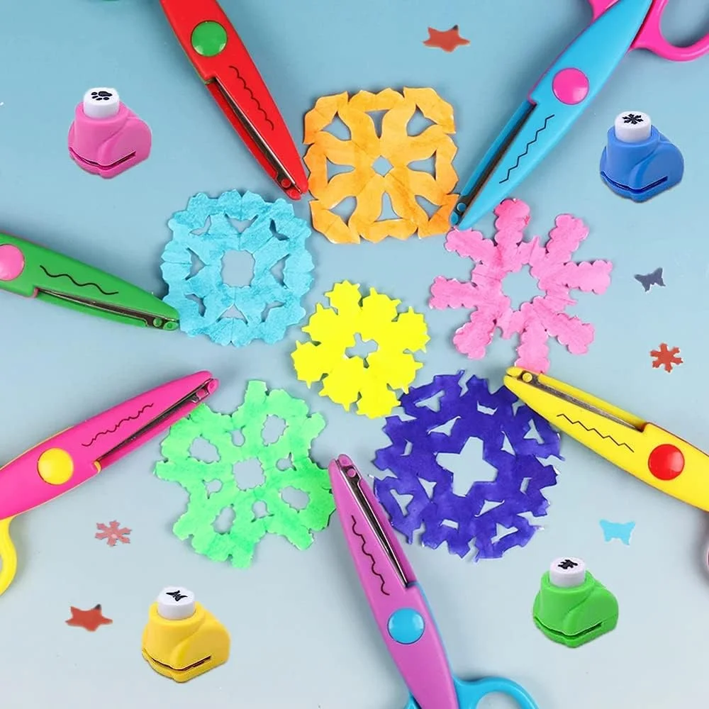 مجموعه قیچی کاردستی کودکان yeemeen، 6 عدد قیچی زیگزاگ کودکان، قیچی زیگزاگ ایمنی و 6 عدد پانچ کاغذی برای DIY اسکرپ بوک، طراحی عکس، مهر، برش کاغذ، کاردستی، چند رنگ مجموعه قیچی کاردستی کودکان yeemeen، 6 عدد قیچی زیگزاگ کودکان، قیچی زیگزاگ ایمنی و 6 عدد پانچ کاغذی برای DIY اسکرپ بوک، طراحی عکس، مهر، برش کاغذ، کاردستی، چند رنگ