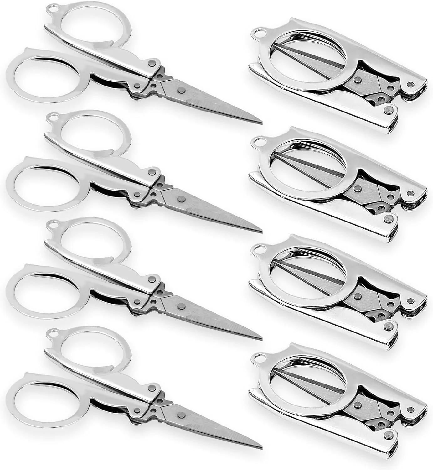 قیچی تاشو یلاجوی، قیچی مسافرتی استیل ضد زنگ جیبی، قیچی تاشو کوچک برای کمپینگ خانگی ماهیگیری پیک نیک، قیچی نقره ای کوچک تیز و قابل حمل (بسته 8 عددی) قیچی تاشو یلاجوی، قیچی مسافرتی استیل ضد زنگ جیبی، قیچی تاشو کوچک برای کمپینگ خانگی ماهیگیری پیک نیک، قیچی نقره ای کوچک تیز و قابل حمل (بسته 8 عددی)