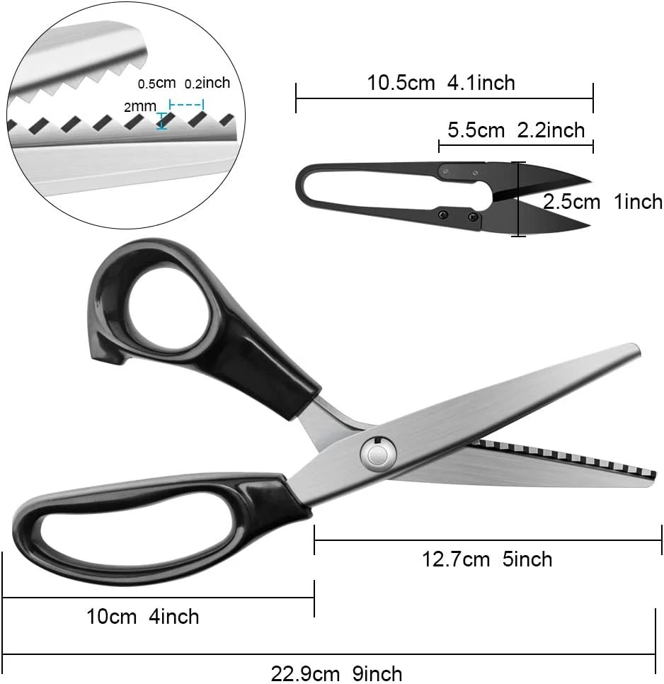 قیچی زیگزاگ YAZEMKEL برای پارچه، قیچی زیگزاگی، دسته های ارگونومیک، فوق العاده تیز، قیچی حرفه ای برای خیاطی، کاردستی، لباس دوزی، 9 اینچ، مشکی قیچی زیگزاگ YAZEMKEL برای پارچه، قیچی زیگزاگی، دسته های ارگونومیک، فوق العاده تیز، قیچی حرفه ای برای خیاطی، کاردستی، لباس دوزی، 9 اینچ، مشکی