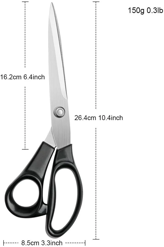 قیچی پارچه یازمکل، قیچی خیاطی، قیچی برش پارچه، با تیغه های تیز فولاد ضد زنگ و دسته ارگونومیک ABS، 10.4 اینچ، مشکی قیچی پارچه یازمکل، قیچی خیاطی، قیچی برش پارچه، با تیغه های تیز فولاد ضد زنگ و دسته ارگونومیک ABS، 10.4 اینچ، مشکی