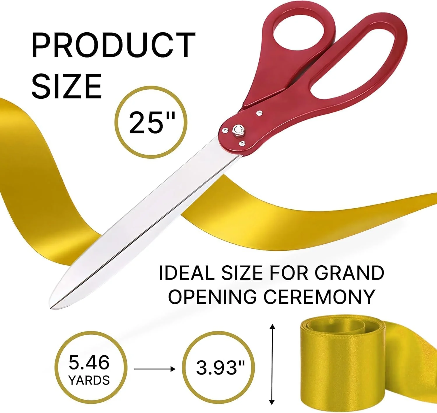 ست قیچی مراسم روبان یارد – قیچی قرمز 63.5 سانتیمتری با روبان ساتن طلایی، ست قیچی و روبان قرمز برای افتتاحیه ها و رویدادهای ویژه ست قیچی مراسم روبان یارد – قیچی قرمز 63.5 سانتیمتری با روبان ساتن طلایی، ست قیچی و روبان قرمز برای افتتاحیه ها و رویدادهای ویژه