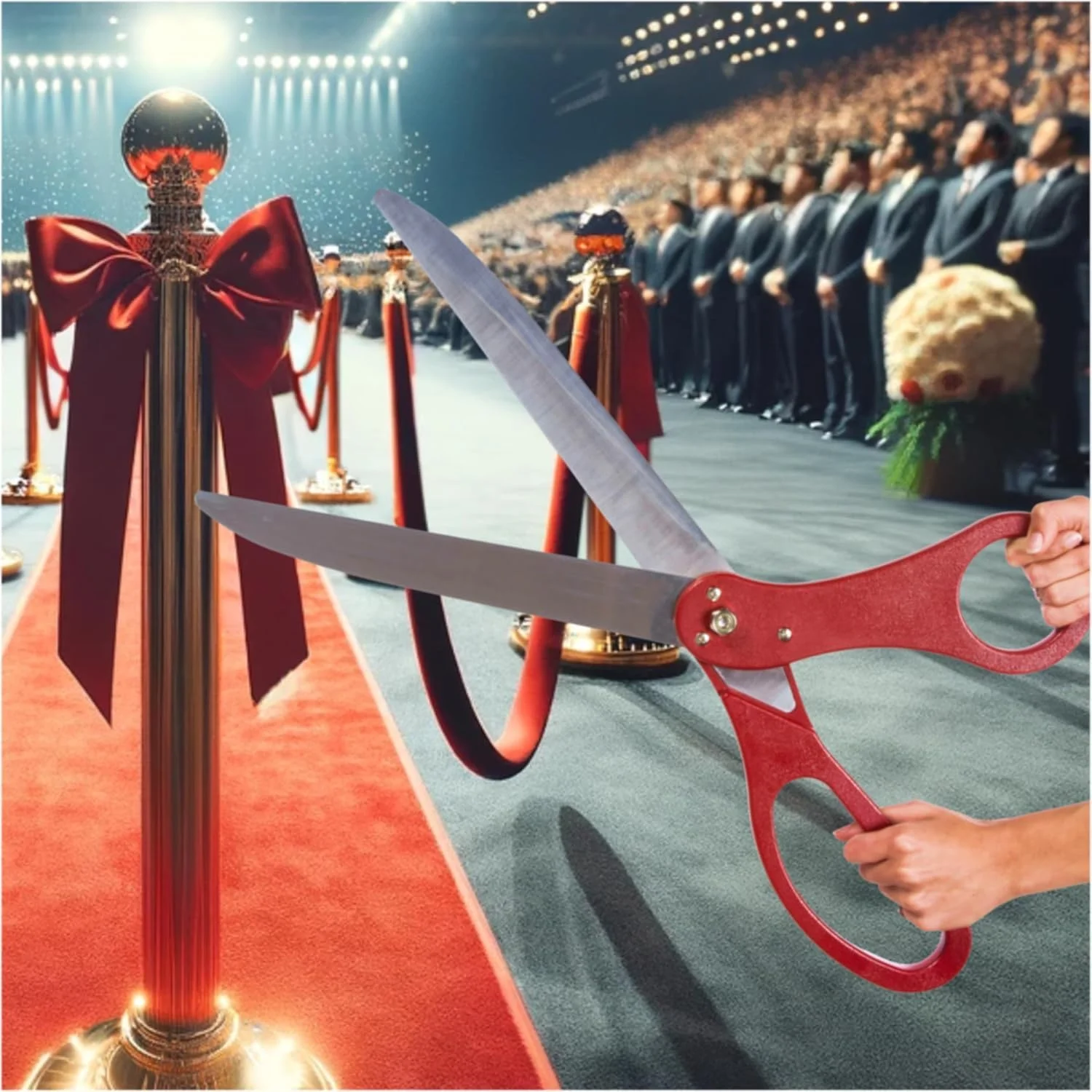 ست قیچی مراسم روبان یارد – قیچی قرمز 63.5 سانتیمتری با روبان ساتن طلایی، ست قیچی و روبان قرمز برای افتتاحیه ها و رویدادهای ویژه ست قیچی مراسم روبان یارد – قیچی قرمز 63.5 سانتیمتری با روبان ساتن طلایی، ست قیچی و روبان قرمز برای افتتاحیه ها و رویدادهای ویژه