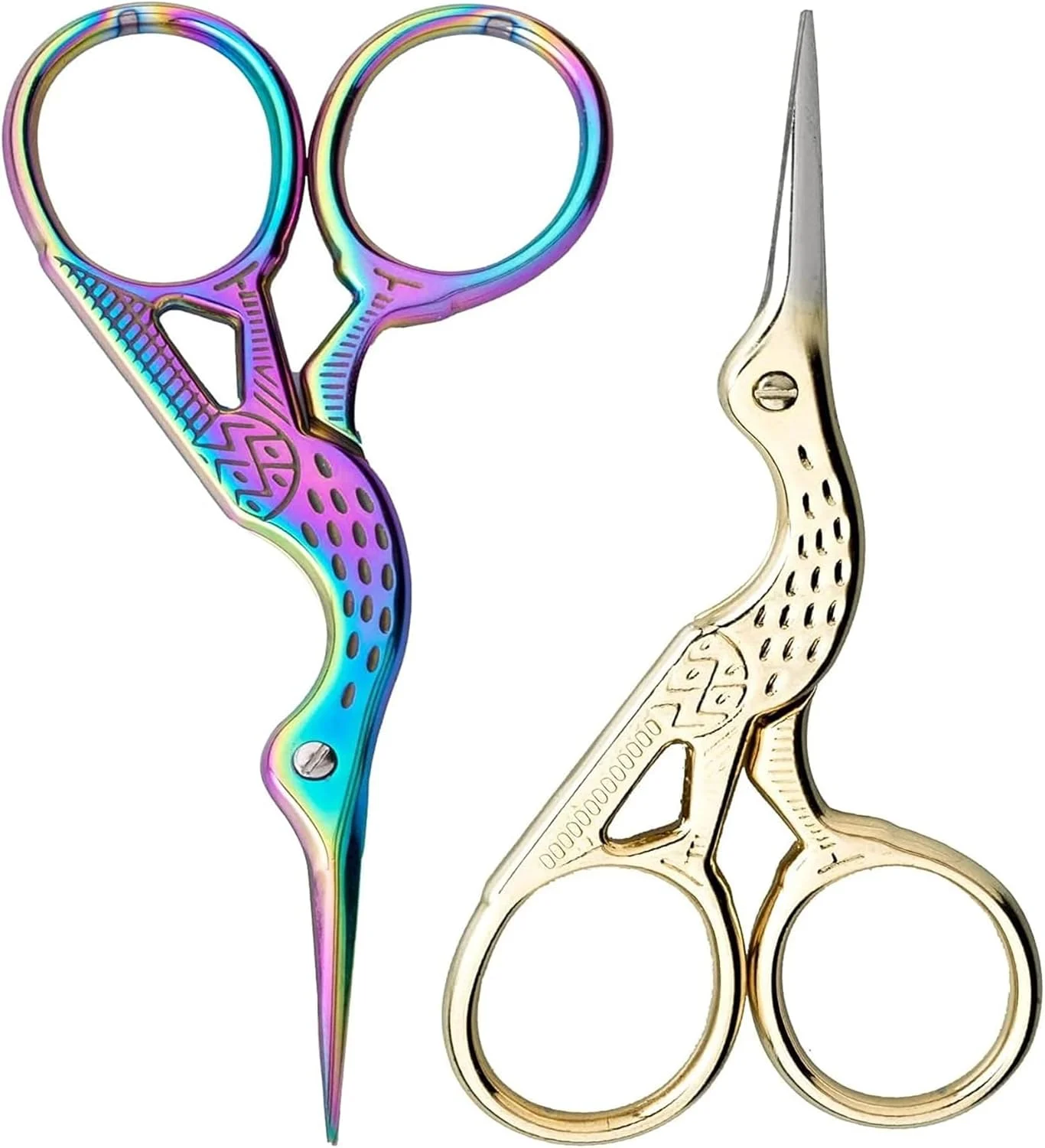 قیچی گلدوزی YANGWEN، 2 عدد قیچی گلدوزی طرح لک لک، قیچی خیاطی لک لک استیل ضد زنگ، قیچی های قدیمی مناسب برای صنایع دستی، گلدوزی، خیاطی، کاردستی DIY