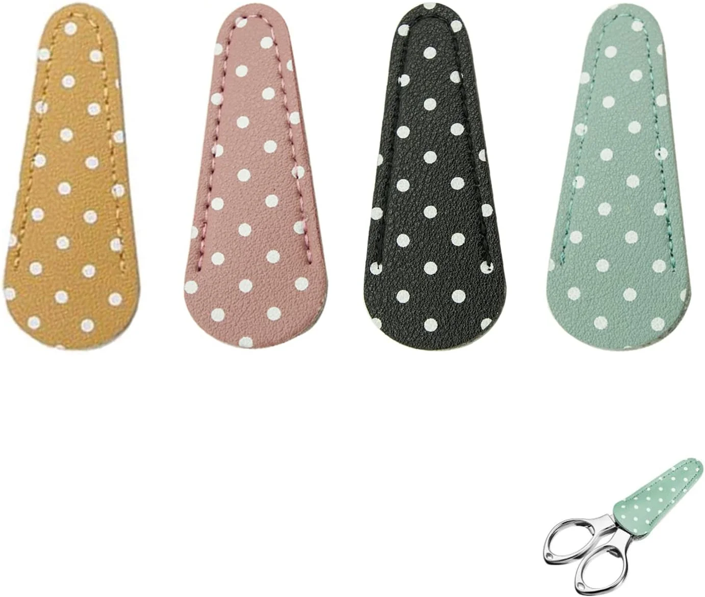 XIXILINRUIYUN 4 عدد غلاف قیچی روکش قیچی چرمی محافظ قیچی نقطه دار رنگی برای محافظت و تزئین قیچی XIXILINRUIYUN 4 عدد غلاف قیچی روکش قیچی چرمی محافظ قیچی نقطه دار رنگی برای محافظت و تزئین قیچی