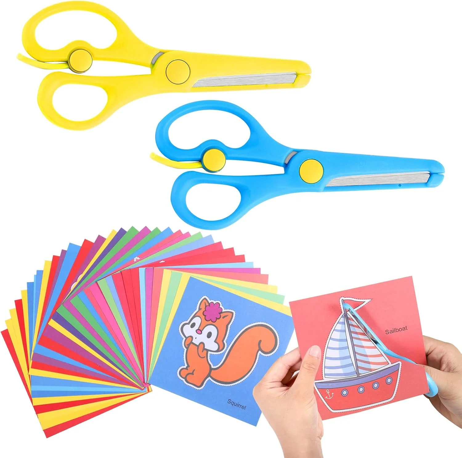 قیچی کودکانه یافه 2 عددی، قیچی استیل ضد زنگ ایمنی کودکان، لبه ایمنی به همراه طراحی الاستیک، قیچی کودک نوپا مناسب دست راست/چپ (93 برش کاغذی حیوانات) قیچی کودکانه یافه 2 عددی، قیچی استیل ضد زنگ ایمنی کودکان، لبه ایمنی به همراه طراحی الاستیک، قیچی کودک نوپا مناسب دست راست/چپ (93 برش کاغذی حیوانات)