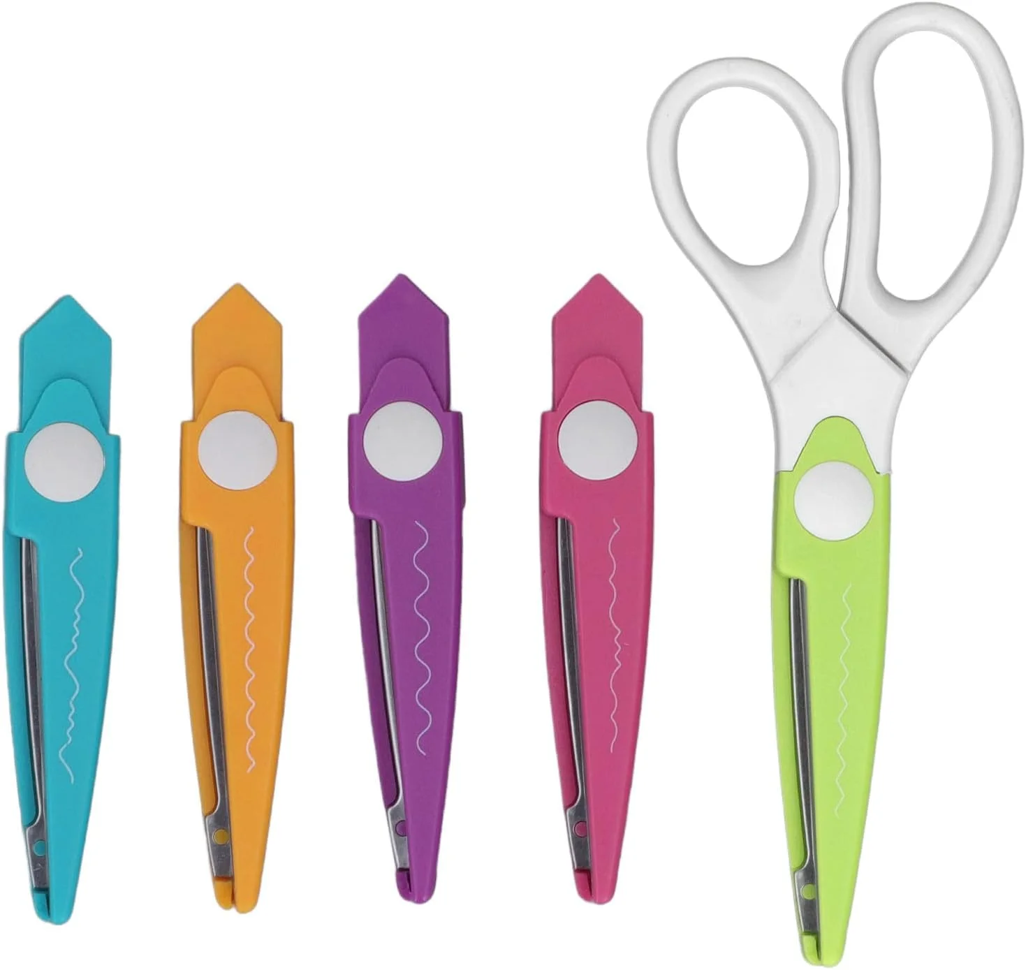 قیچی کاردستی 5 در 1 XBAILAZ با لبه تزئینی و 4 تیغه قابل تعویض، قیچی استیل ضد زنگ برای کاردستی های دستی کودکان در مدرسه قیچی کاردستی 5 در 1 XBAILAZ با لبه تزئینی و 4 تیغه قابل تعویض، قیچی استیل ضد زنگ برای کاردستی های دستی کودکان در مدرسه