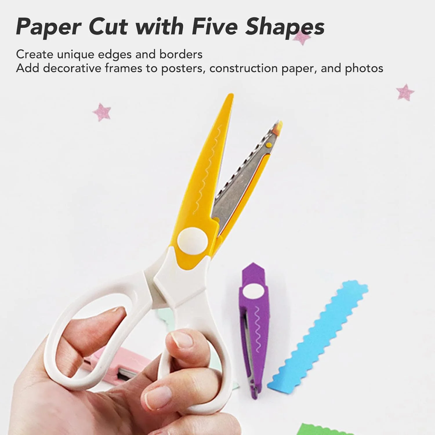 قیچی کاردستی 5 در 1 XBAILAZ با لبه تزئینی و 4 تیغه قابل تعویض، قیچی استیل ضد زنگ برای کاردستی های دستی کودکان در مدرسه قیچی کاردستی 5 در 1 XBAILAZ با لبه تزئینی و 4 تیغه قابل تعویض، قیچی استیل ضد زنگ برای کاردستی های دستی کودکان در مدرسه