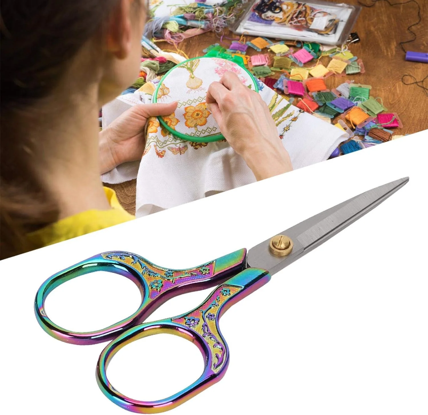 قیچی خیاطی استیل ضد زنگ XBAILAZ، قیچی کاردستی، لوازم خیاطی برای کاردستی گلدوزی (رنگ) قیچی خیاطی استیل ضد زنگ XBAILAZ، قیچی کاردستی، لوازم خیاطی برای کاردستی گلدوزی (رنگ)