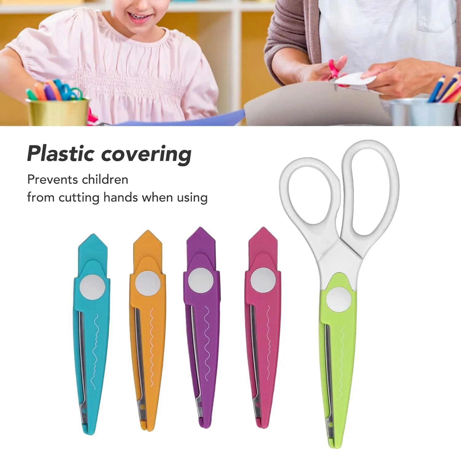 قیچی کاردستی 5 در 1 XBAILAZ با لبه تزئینی و 4 تیغه قابل تعویض، قیچی استیل ضد زنگ برای کاردستی های دستی کودکان در مدرسه قیچی کاردستی 5 در 1 XBAILAZ با لبه تزئینی و 4 تیغه قابل تعویض، قیچی استیل ضد زنگ برای کاردستی های دستی کودکان در مدرسه