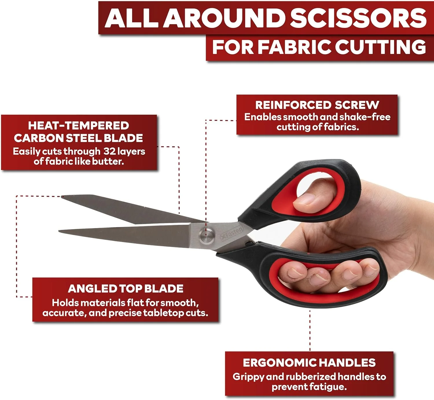 قیچی خیاطی حرفه ای سنگین XFasten، قیچی خیاطی فوق العاده تیز 9.5 اینچی برای برش پارچه | قیچی خیاطی برای پارچه قیچی خیاطی حرفه ای سنگین XFasten، قیچی خیاطی فوق العاده تیز 9.5 اینچی برای برش پارچه | قیچی خیاطی برای پارچه