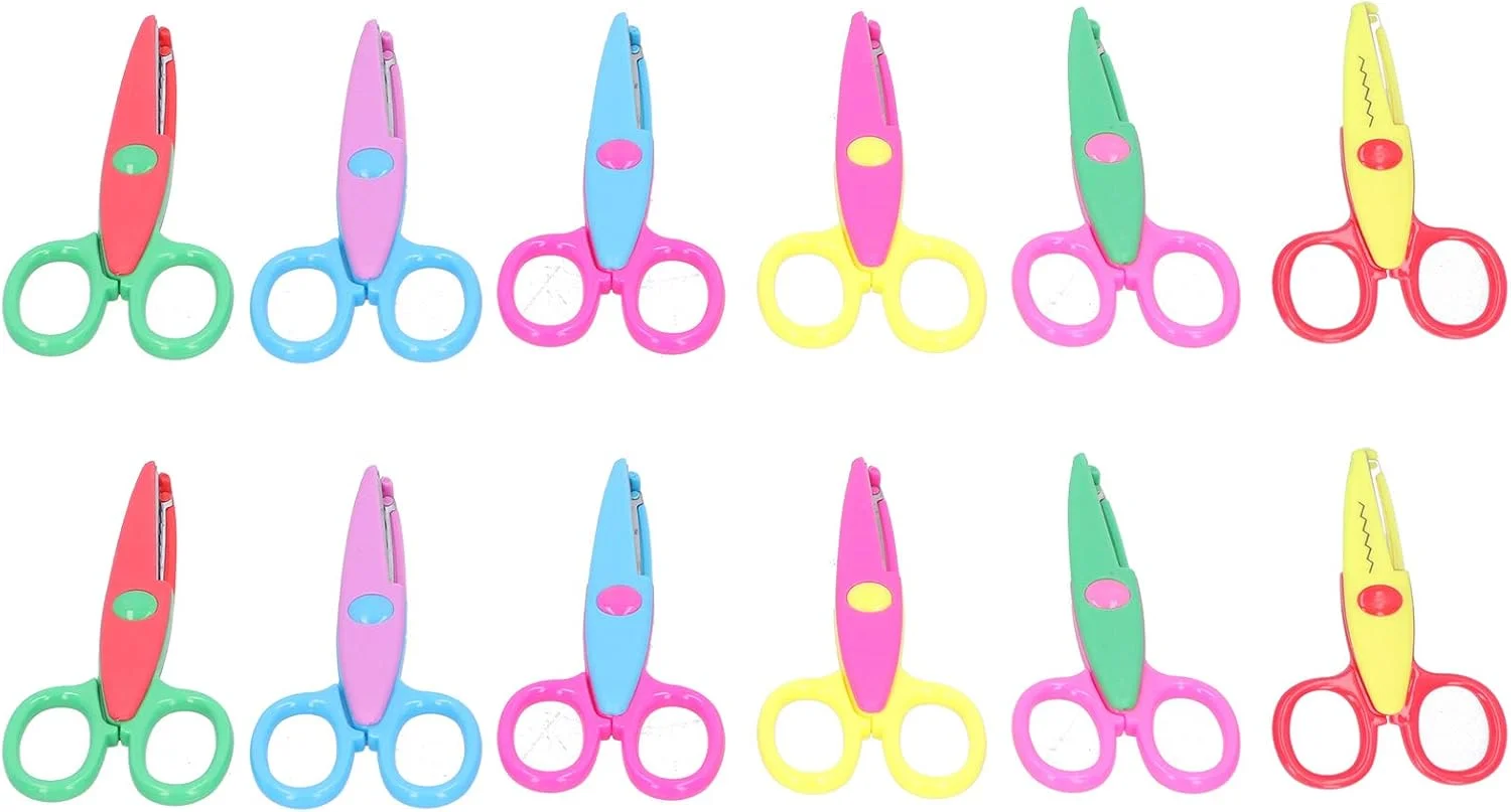 قیچی کودک WWART، قیچی لبه کاغذی با چاپ واضح چند منظوره، استفاده آسان، قیچی تزئینی هنری، رنگ روشن برای طرح های دفترچه یادداشت قیچی کودک WWART، قیچی لبه کاغذی با چاپ واضح چند منظوره، استفاده آسان، قیچی تزئینی هنری، رنگ روشن برای طرح های دفترچه یادداشت