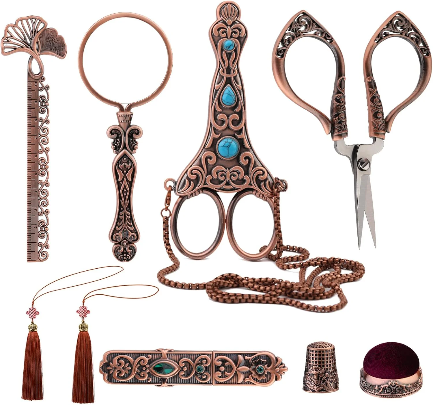 ست قیچی گلدوزی WONVOC، قیچی گلدوزی کوچک طرح قدیمی با روکش، ست قیچی گلدوزی قدیمی، ست خیاطی قدیمی، جعبه سوزن خیاطی، ابزار نخ کشی آسان، خط کش، کوسن سوزن خیاطی ست قیچی گلدوزی WONVOC، قیچی گلدوزی کوچک طرح قدیمی با روکش، ست قیچی گلدوزی قدیمی، ست خیاطی قدیمی، جعبه سوزن خیاطی، ابزار نخ کشی آسان، خط کش، کوسن سوزن خیاطی