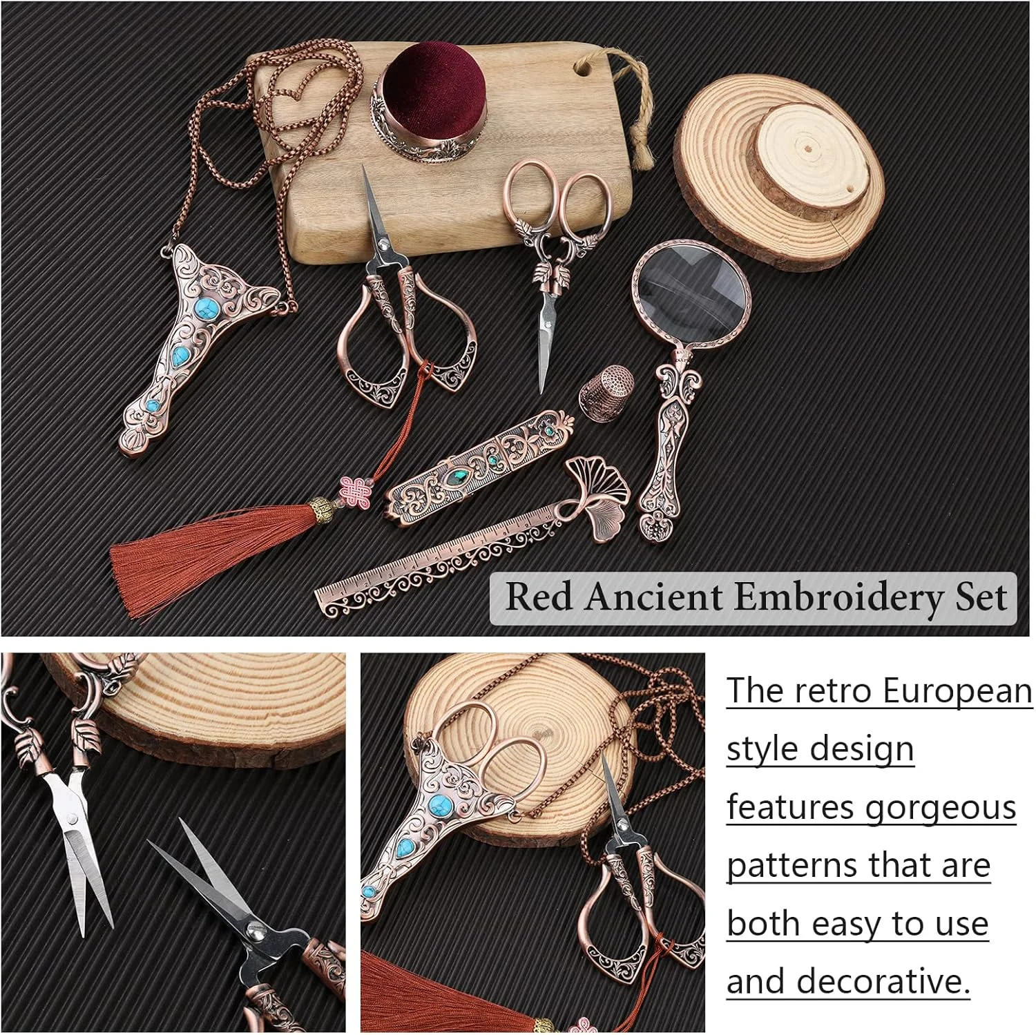 ست قیچی گلدوزی WONVOC، قیچی گلدوزی کوچک طرح قدیمی با روکش، ست قیچی گلدوزی قدیمی، ست خیاطی قدیمی، جعبه سوزن خیاطی، ابزار نخ کشی آسان، خط کش، کوسن سوزن خیاطی ست قیچی گلدوزی WONVOC، قیچی گلدوزی کوچک طرح قدیمی با روکش، ست قیچی گلدوزی قدیمی، ست خیاطی قدیمی، جعبه سوزن خیاطی، ابزار نخ کشی آسان، خط کش، کوسن سوزن خیاطی