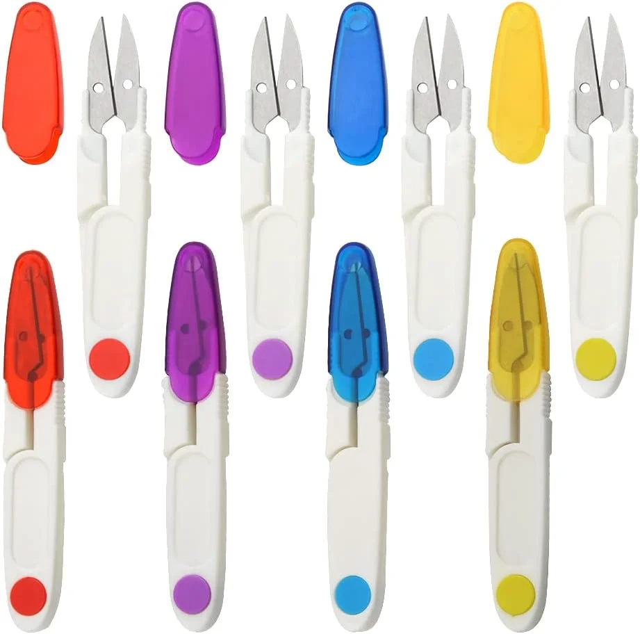 WMYCONGCONG قیچی نخ U شکل 8 عددی، نخ برش گلدوزی، قیچی قابل حمل، انبر پیرایش با پوشش محافظ برای پروژه های هنری، صنایع دستی، دوخت DIY (8 عدد) WMYCONGCONG قیچی نخ U شکل 8 عددی، نخ برش گلدوزی، قیچی قابل حمل، انبر پیرایش با پوشش محافظ برای پروژه های هنری، صنایع دستی، دوخت DIY (8 عدد)