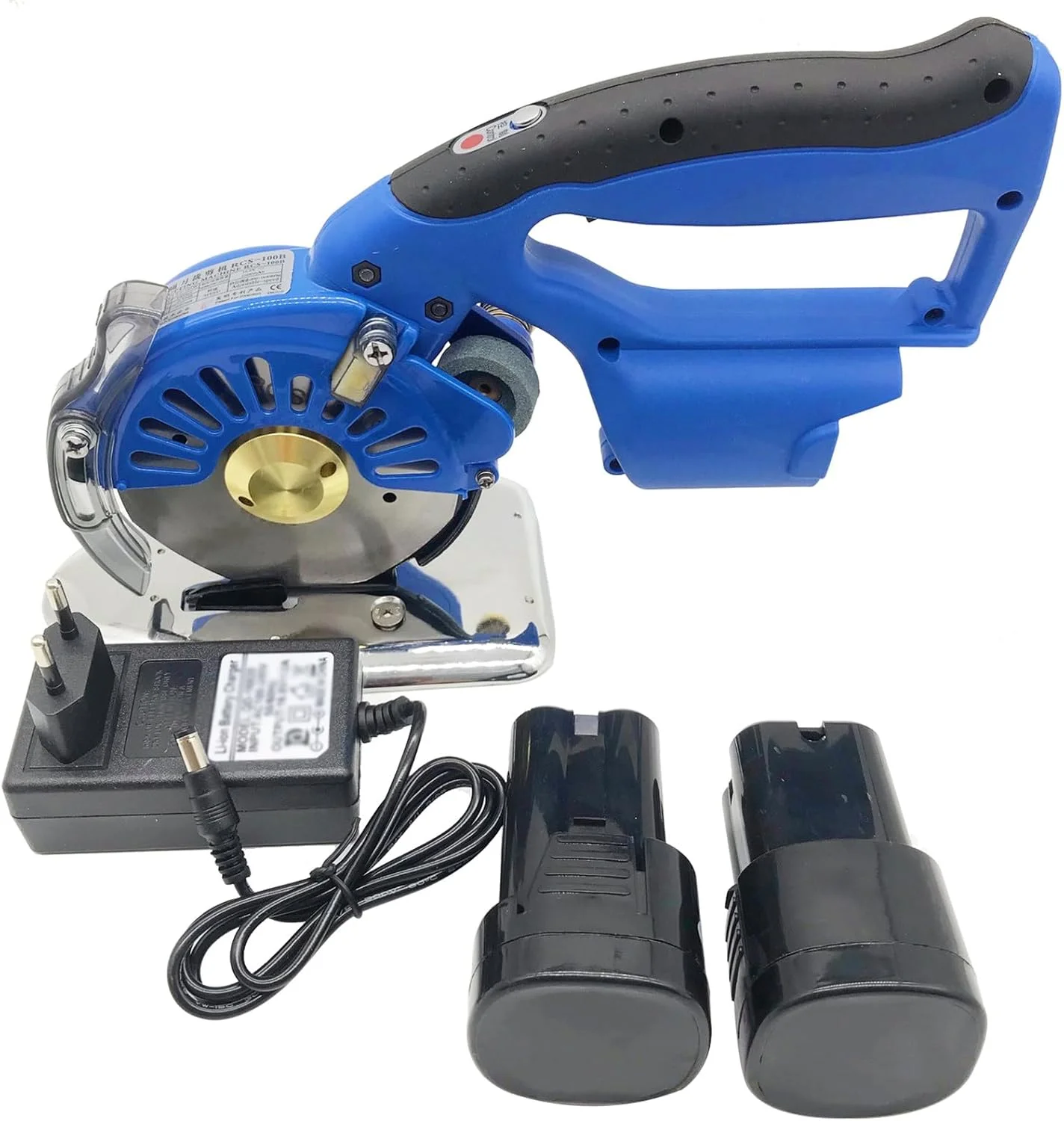 دستگاه برش پارچه شارژی WJFZDLUCK، قیچی پارچه ای قابل حمل با قابلیت تیز کردن خودکار و حداکثر ضخامت برش 2.7/3.2/4 سانتی متر - 2 باتری، 2.7 سانتی متر