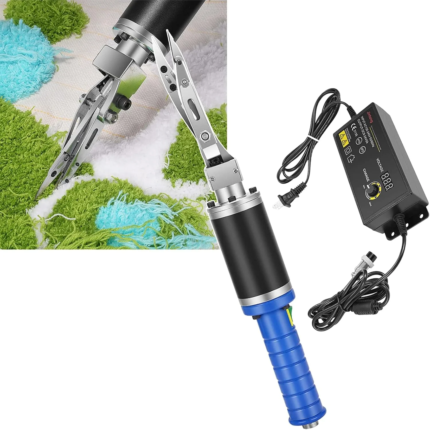 قیچی حکاکی فرش WhCeoy، ابزار حکاکی فرش، تنظیم سرعت / 0~4000 دور در دقیقه، با 2 عدد برس کربنی، برای فرش پرزدار، برای قیچی های حکاکی فرش دستباف، A