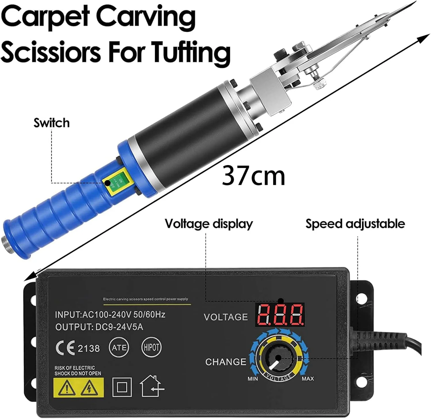قیچی حکاکی برقی فرش WhCeoy 200W، قیچی مدلینگ و پیرایش حکاکی، 0~4000 دور در دقیقه / تنظیم با دکمه، برای لوازم برش خیاطی، آبی قیچی حکاکی برقی فرش WhCeoy 200W، قیچی مدلینگ و پیرایش حکاکی، 0~4000 دور در دقیقه / تنظیم با دکمه، برای لوازم برش خیاطی، آبی