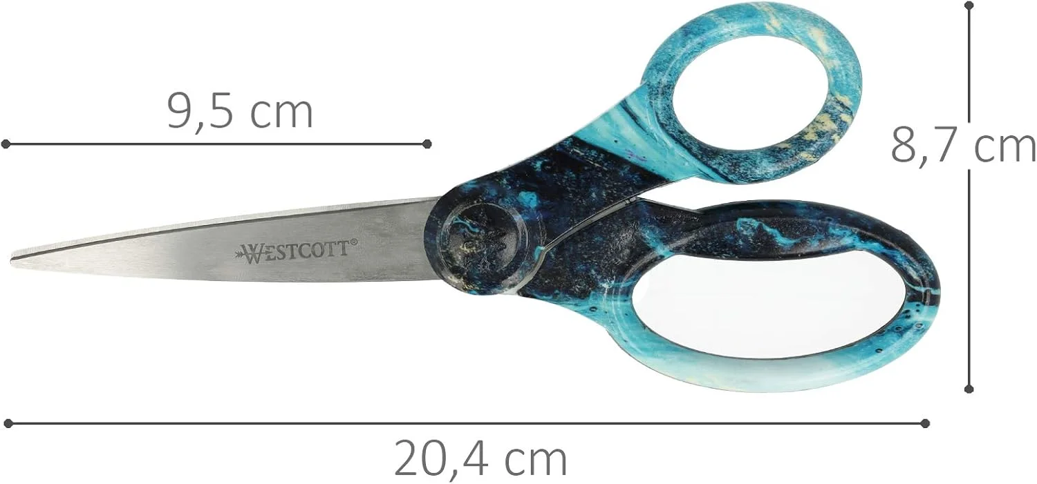 قیچی یونیورسال وستکات با طرح سنگ مرمر و هنر ریختن، تیغه های استیل ضد زنگ و دسته های پلاستیکی، 8 اینچ، فیروزه ای، E-38081 آبی قیچی یونیورسال وستکات با طرح سنگ مرمر و هنر ریختن، تیغه های استیل ضد زنگ و دسته های پلاستیکی، 8 اینچ، فیروزه ای، E-38081 آبی