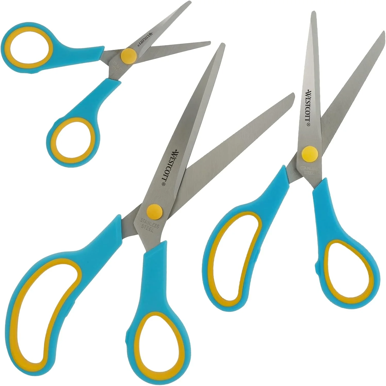 قیچی های خوش دست وستکات، 3 عددی، فیروزه ای | ست 3 عددی قیچی های چند منظوره با دسته راحت | تیغه استیل ضد زنگ بسیار تیز و بادوام | قیچی برای کاردستی، منزل و اداره | N-90028 00 قیچی های خوش دست وستکات، 3 عددی، فیروزه ای | ست 3 عددی قیچی های چند منظوره با دسته راحت | تیغه استیل ضد زنگ بسیار تیز و بادوام | قیچی برای کاردستی، منزل و اداره | N-90028 00