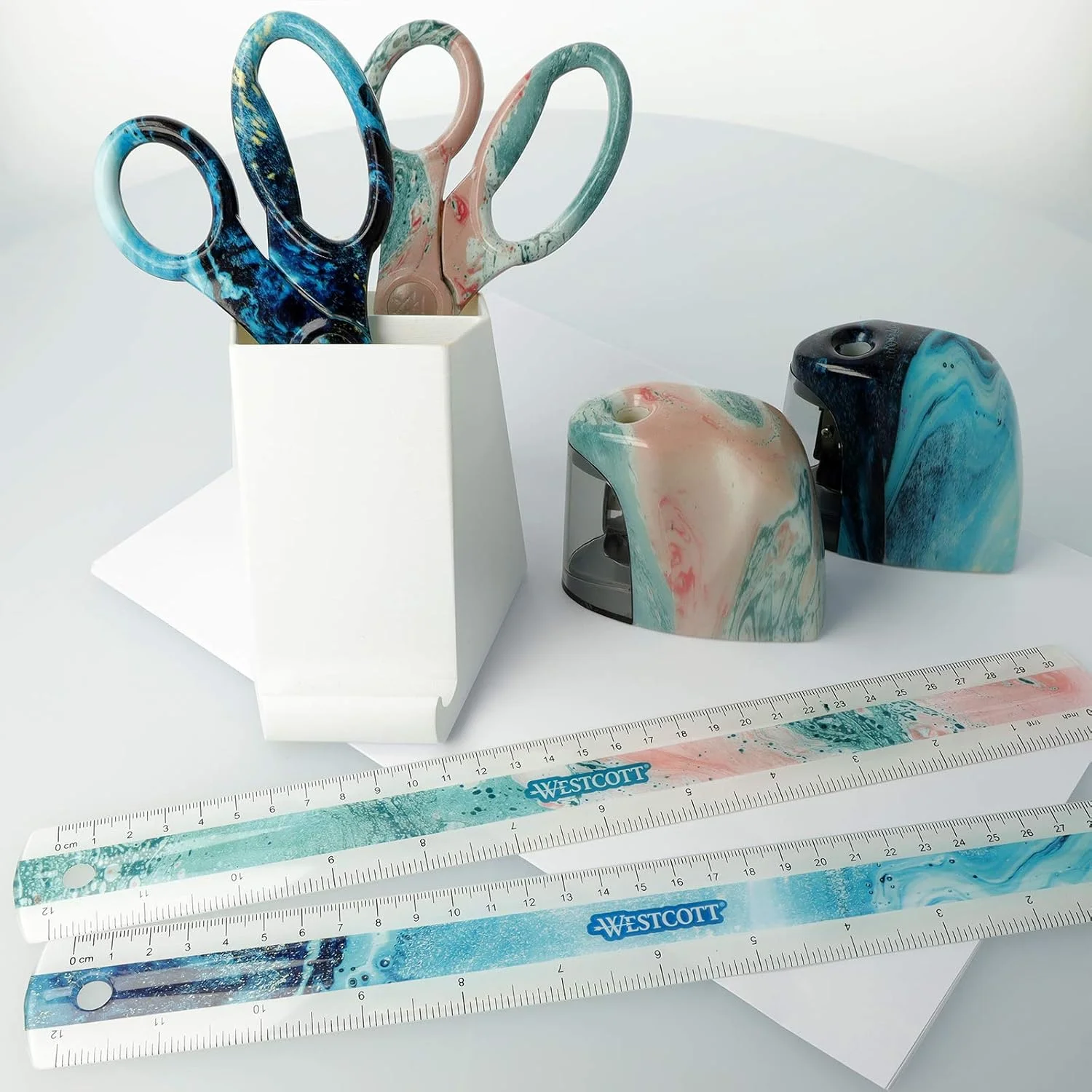 قیچی یونیورسال وستکات با طرح سنگ مرمر و هنر ریختن، تیغه های استیل ضد زنگ و دسته های پلاستیکی، 8 اینچ، فیروزه ای، E-38081 آبی قیچی یونیورسال وستکات با طرح سنگ مرمر و هنر ریختن، تیغه های استیل ضد زنگ و دسته های پلاستیکی، 8 اینچ، فیروزه ای، E-38081 آبی