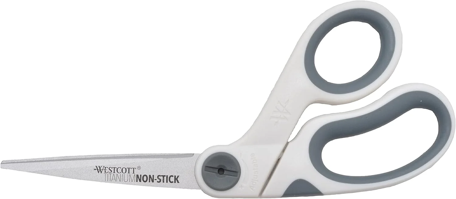 قیچی کاردستی 8 اینچی تیتانیومی خمیده نچسب Westcott با قابلیت تنظیم لغزش (16374)
