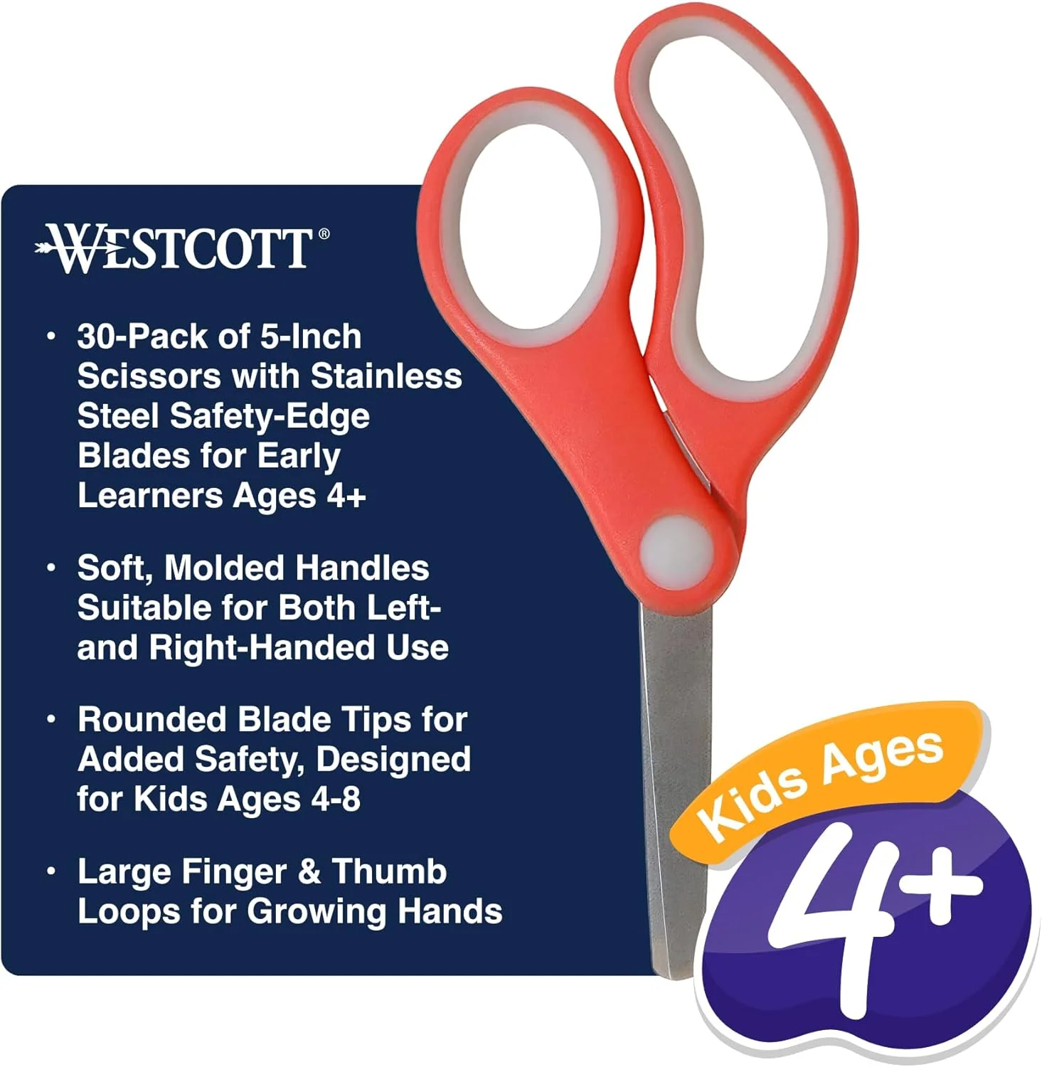 قیچی کودکانه وستکات BASIX با دسته نرم، نوک گرد، 5 اینچ، بسته 30 عددی، رنگارنگ، 55845 قیچی کودکانه وستکات BASIX با دسته نرم، نوک گرد، 5 اینچ، بسته 30 عددی، رنگارنگ، 55845