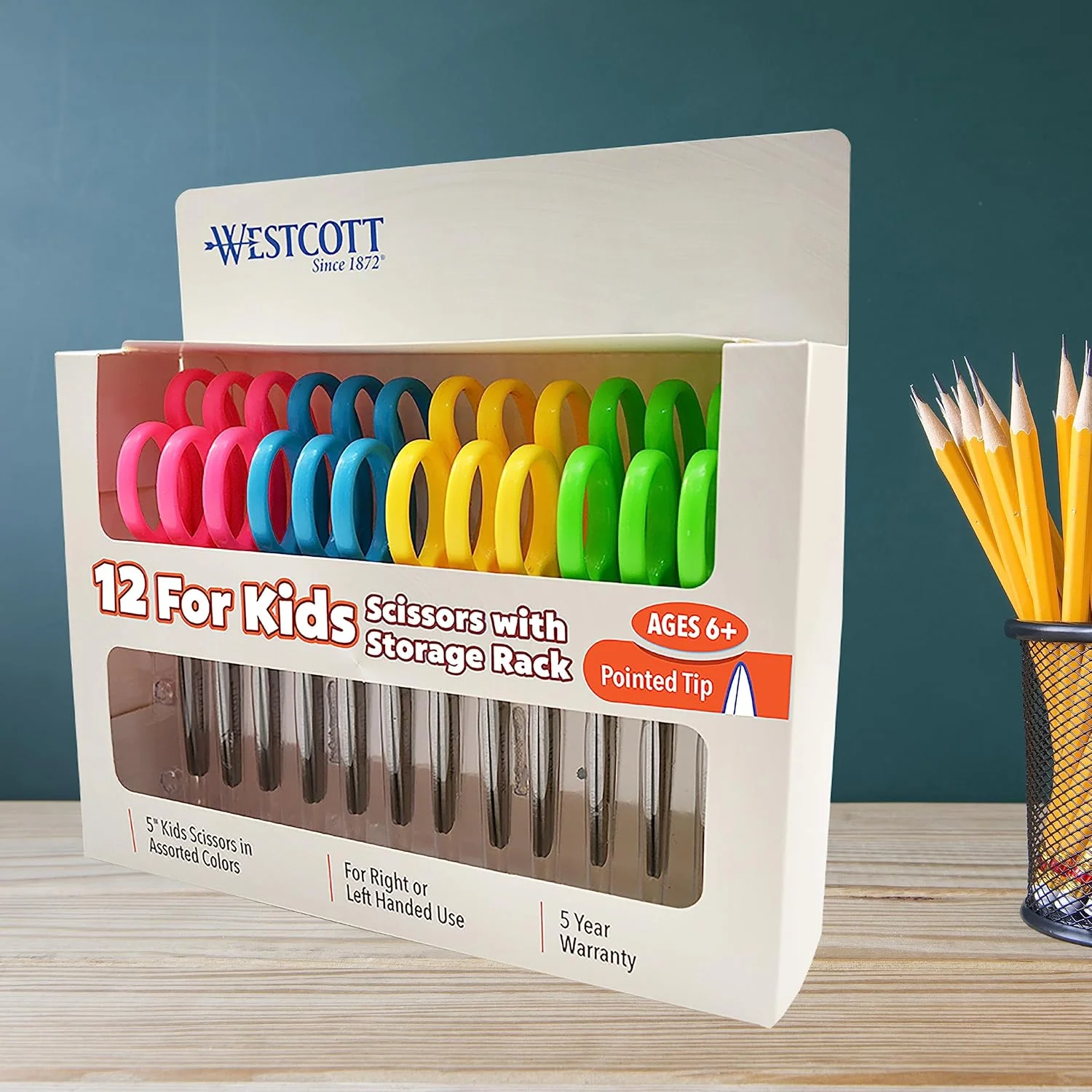 قیچی های راست و چپ دست وستکات برای کودکان، قیچی های ایمنی نوک تیز 5 اینچی، متنوع، بسته 12 عددی (13141) قیچی های راست و چپ دست وستکات برای کودکان، قیچی های ایمنی نوک تیز 5 اینچی، متنوع، بسته 12 عددی (13141)