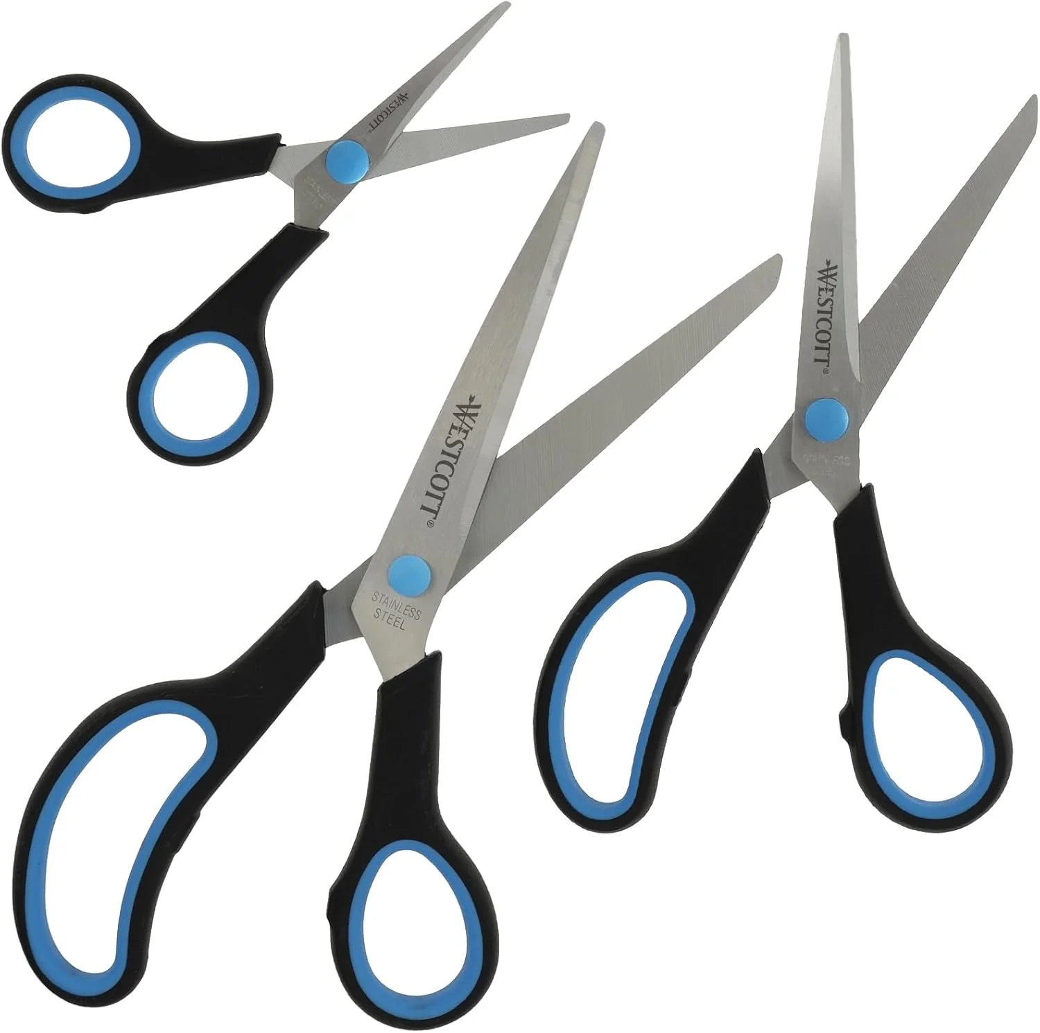 قیچی دسته نرم وستcott N-9002700 با طراحی آسان - مشکی/آبی (ست 3 عددی) قیچی دسته نرم وستcott N-9002700 با طراحی آسان - مشکی/آبی (ست 3 عددی)