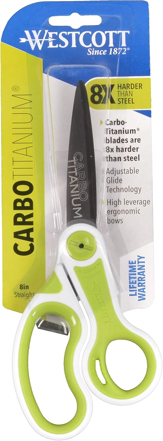 قیچی 8 اینچی کاربوتیتانیومی وستکات مدل Glide، تیغه صاف (17443)، سفید/سبز قیچی 8 اینچی کاربوتیتانیومی وستکات مدل Glide، تیغه صاف (17443)، سفید/سبز