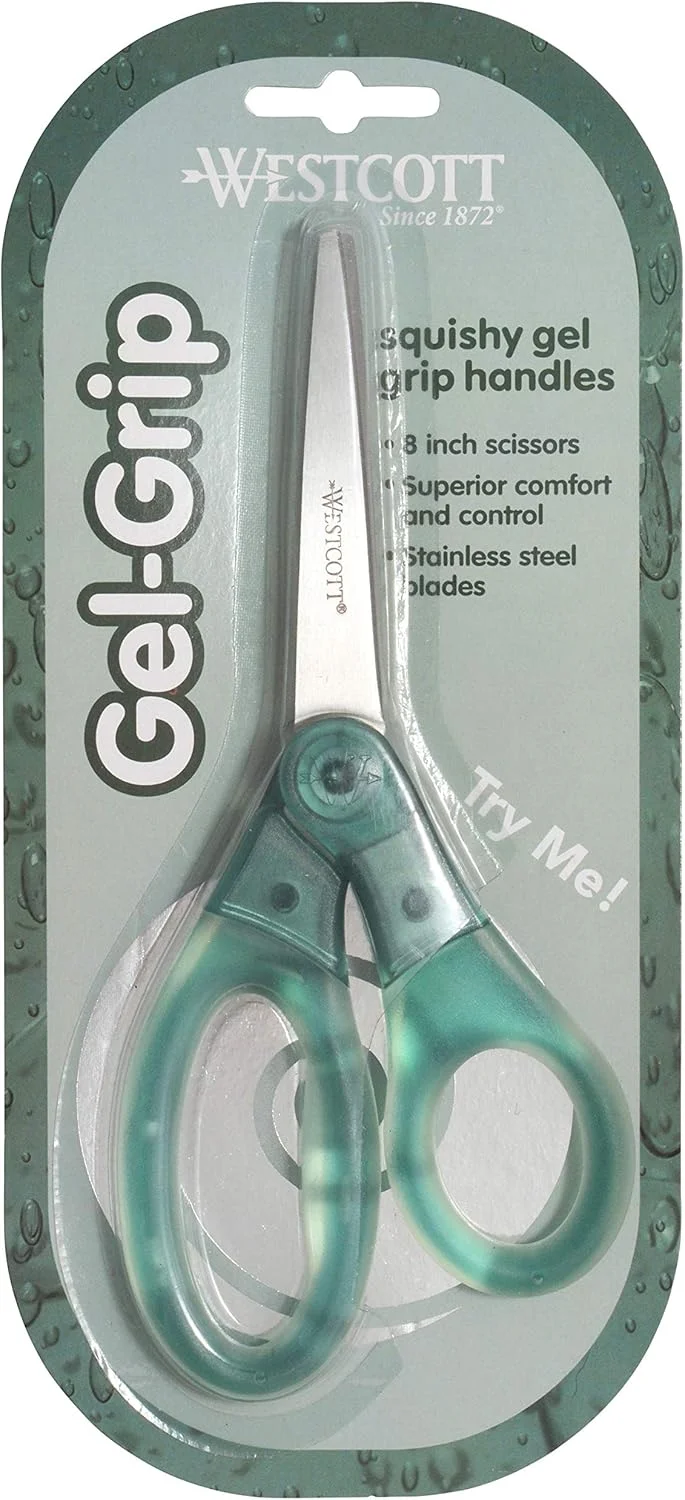 قیچی چند منظوره 8 اینچی Westcott با دسته ژله ای، مناسب برای دفتر و خانه، سبز قیچی چند منظوره 8 اینچی Westcott با دسته ژله ای، مناسب برای دفتر و خانه، سبز