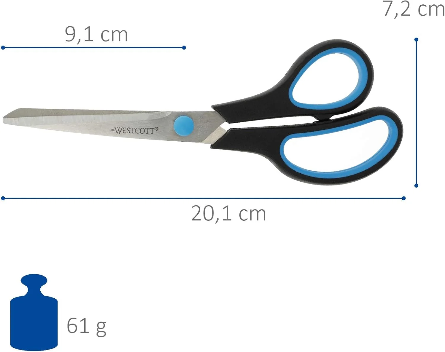 قیچی وستcott E-30283 00 دسته پلاستیکی نرم / آسان گیر 20 سانتی متر مجموعه 12 عددی مشکی / آبی قیچی وستcott E-30283 00 دسته پلاستیکی نرم / آسان گیر 20 سانتی متر مجموعه 12 عددی مشکی / آبی