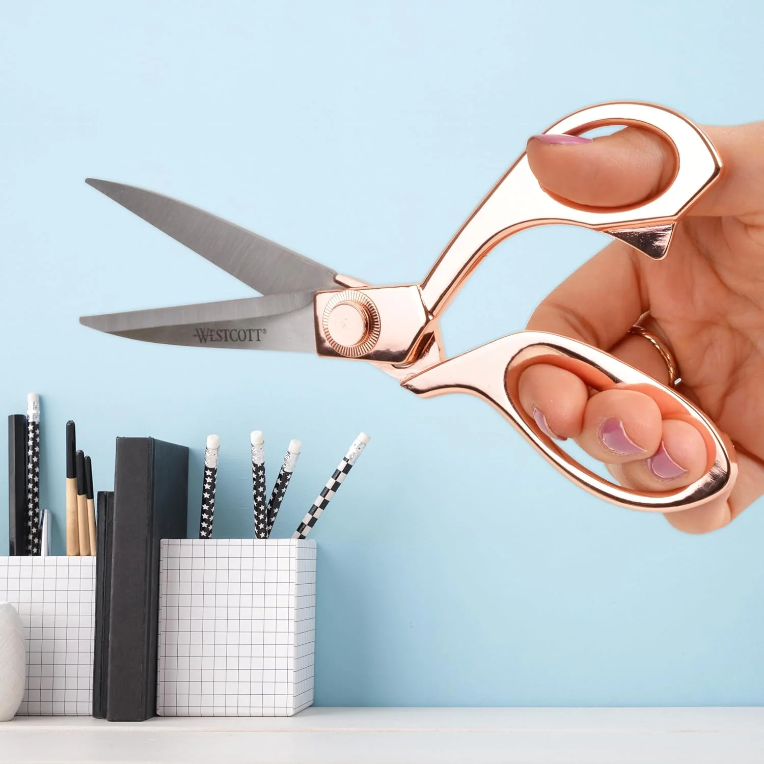 قیچی استیل رزگلد 20.3 سانتی متری وستکات مدل 16968 مناسب برای دفتر و خانه قیچی استیل رزگلد 20.3 سانتی متری وستکات مدل 16968 مناسب برای دفتر و خانه