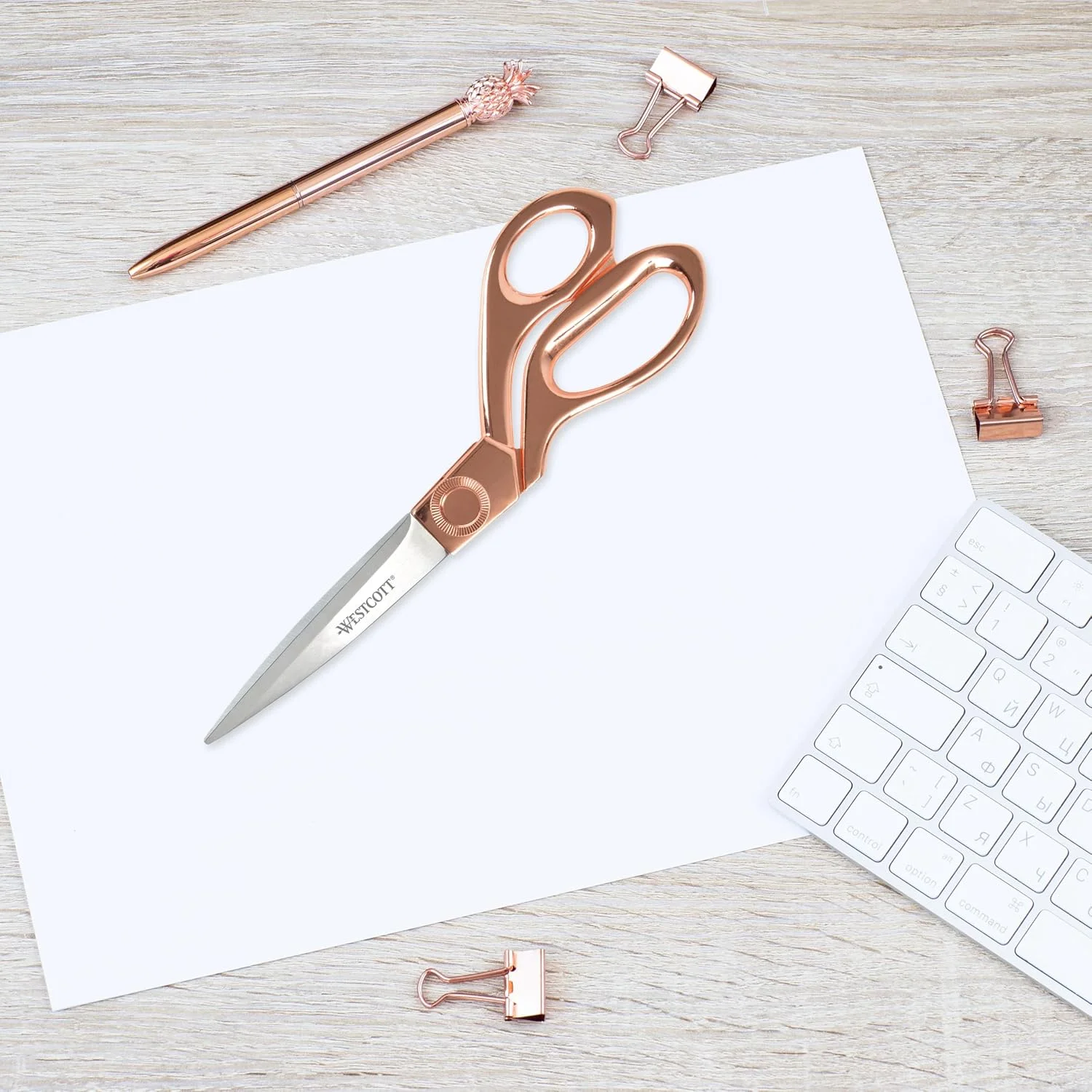 قیچی استیل رزگلد 20.3 سانتی متری وستکات مدل 16968 مناسب برای دفتر و خانه قیچی استیل رزگلد 20.3 سانتی متری وستکات مدل 16968 مناسب برای دفتر و خانه