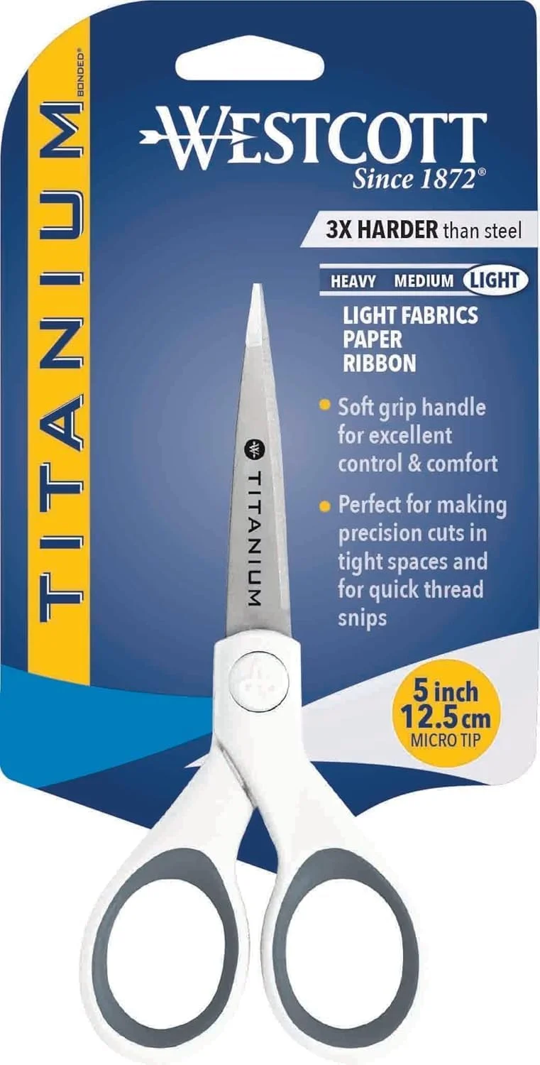 قیچی کاردستی وستکات 16376، قیچی میکرو نوک تیتانیومی 5 اینچی، سفید/خاکستری قیچی کاردستی وستکات 16376، قیچی میکرو نوک تیتانیومی 5 اینچی، سفید/خاکستری