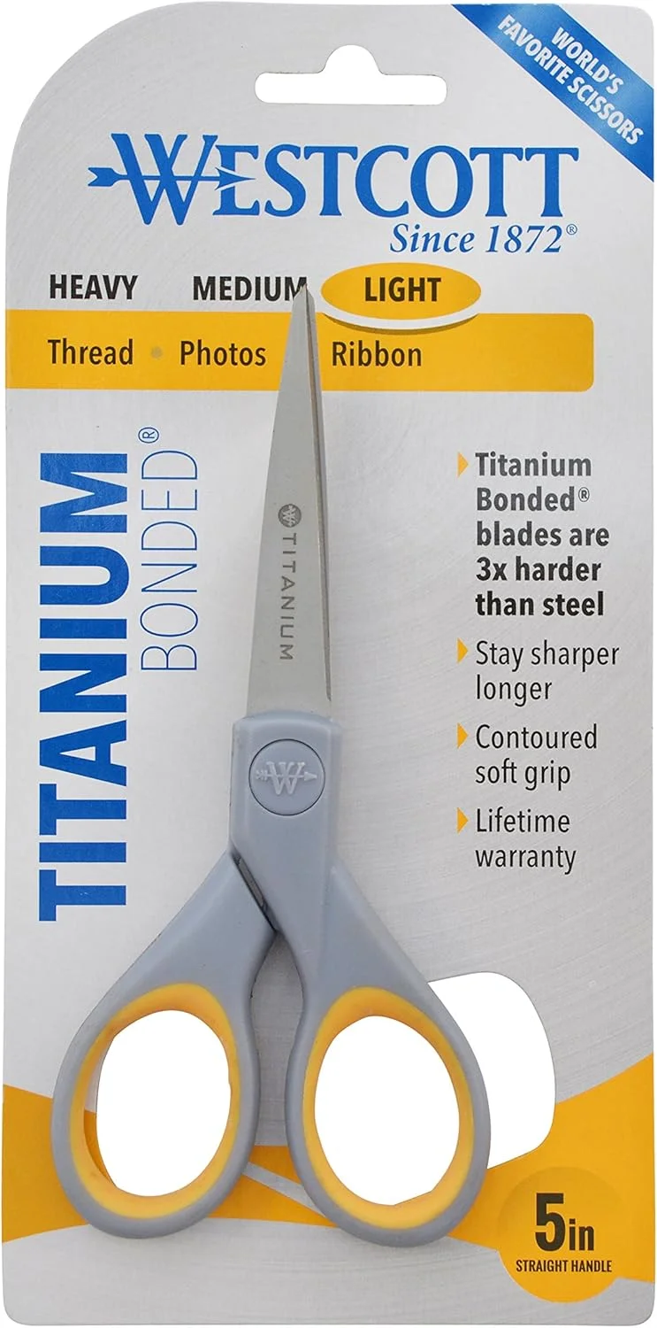 قیچی کاردستی 13 سانتیمتری نوک تیز وستکات مدل 13525 با روکش تیتانیوم و دستههای نرم، خاکستری/زرد قیچی کاردستی 13 سانتیمتری نوک تیز وستکات مدل 13525 با روکش تیتانیوم و دستههای نرم، خاکستری/زرد