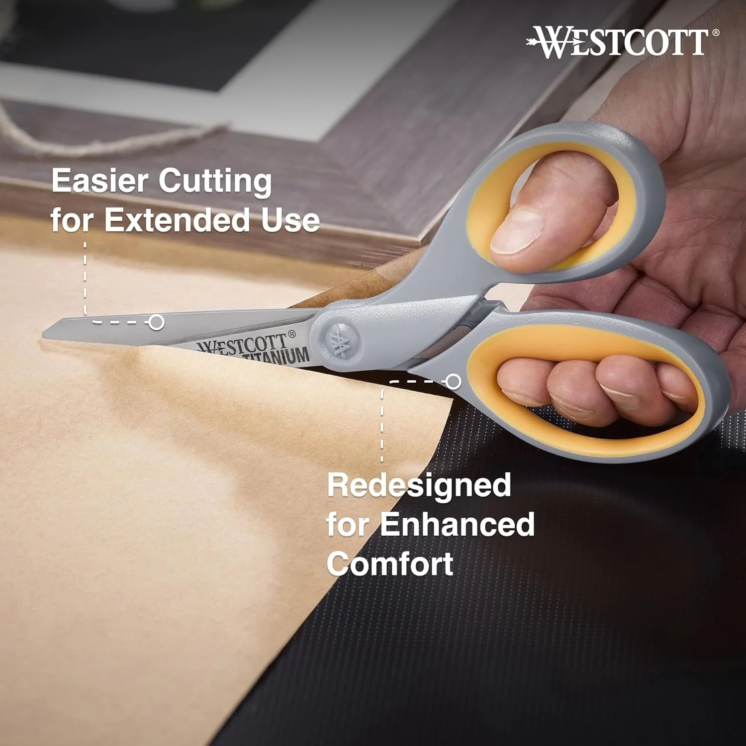 قیچی تیتانیومی 8 اینچی وستکات مدل 17598 مناسب برای دفتر و خانه، زرد/خاکستری، بسته 4 عددی قیچی تیتانیومی 8 اینچی وستکات مدل 17598 مناسب برای دفتر و خانه، زرد/خاکستری، بسته 4 عددی