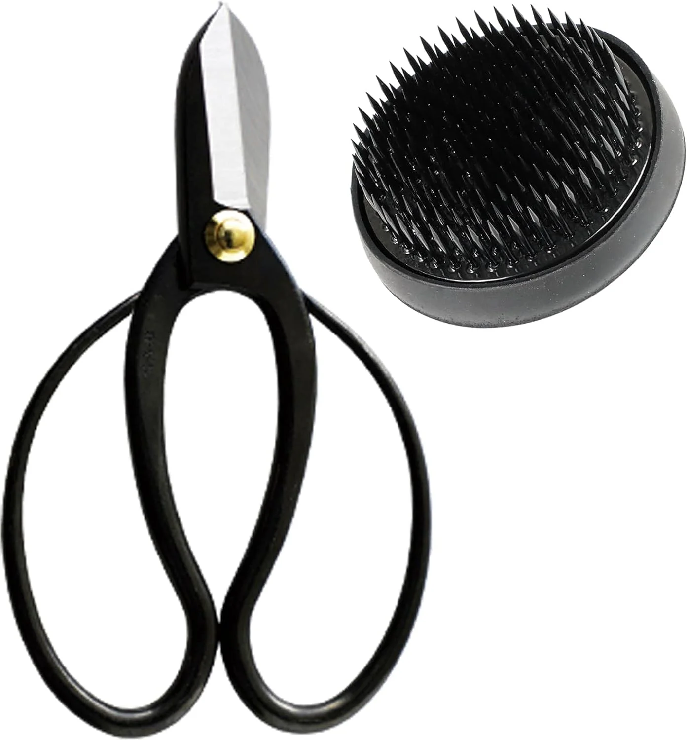 مجموعه ابزار ضروری ایکibana ژاپنی Wazakura 2 عددی ساخت ژاپن، کیت چیدمان گل [قیچی Koryu + کنزان مشکی گرد 61 میلی متری]