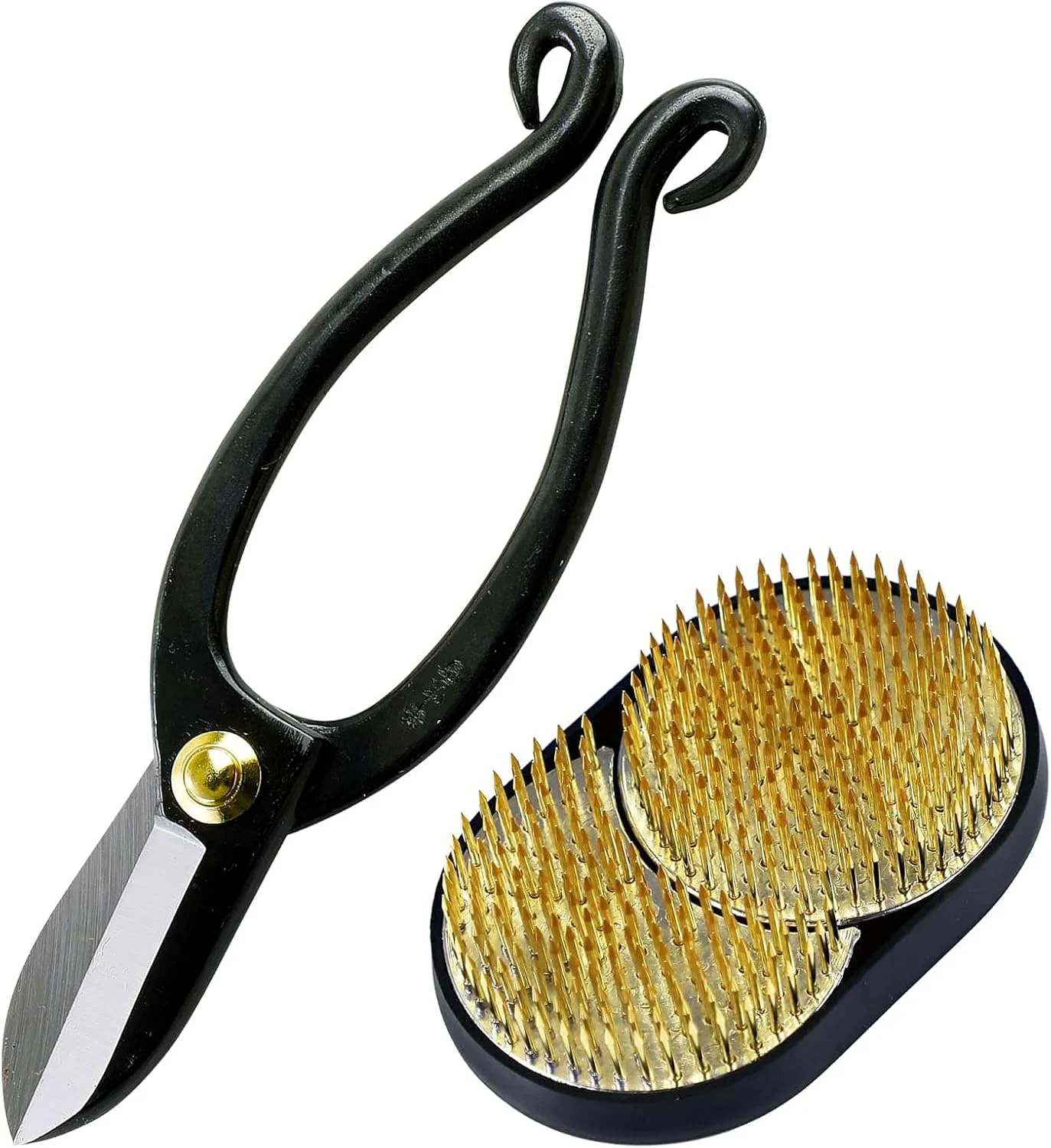 مجموعه ابزار ضروری ایکبانا وازاکورا 2 عددی ساخت ژاپن، کیت گل آرایی [قیچی ایکنوبو + نگهدارنده سوزنی گل کنزان خورشید و ماه]