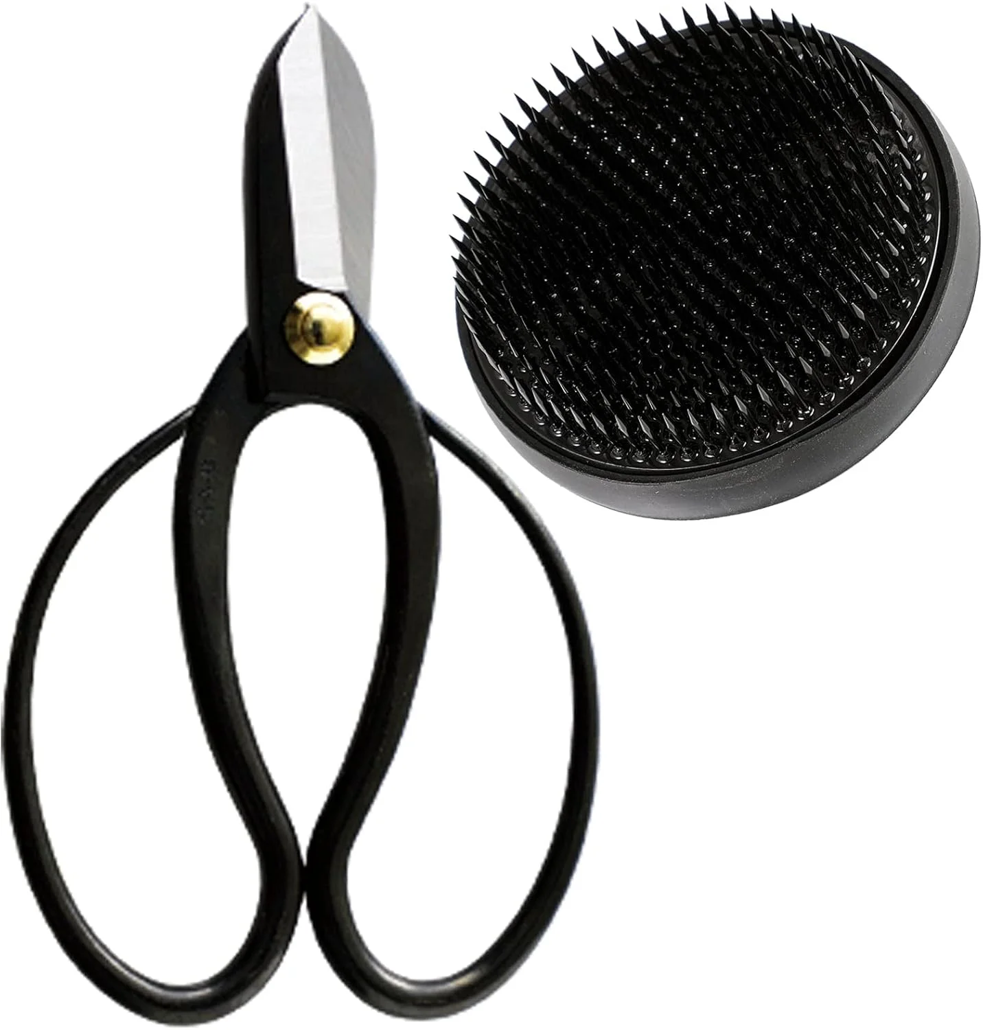 مجموعه ابزار ضروری ایکibana ژاپنی Wazakura 2 عددی ساخت ژاپن، کیت چیدمان گل [قیچی Koryu + کنزان مشکی گرد 80 میلی متری]