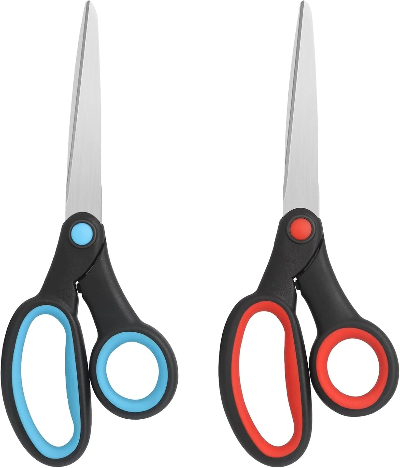 قیچی چپ دست Vutyvve، قیچی 8 اینچی چپ دست با دسته نرم برای خانه، مدرسه، اداره، خیاطی پارچه، قرمز/آبی، بسته 2 عددی قیچی چپ دست Vutyvve، قیچی 8 اینچی چپ دست با دسته نرم برای خانه، مدرسه، اداره، خیاطی پارچه، قرمز/آبی، بسته 2 عددی